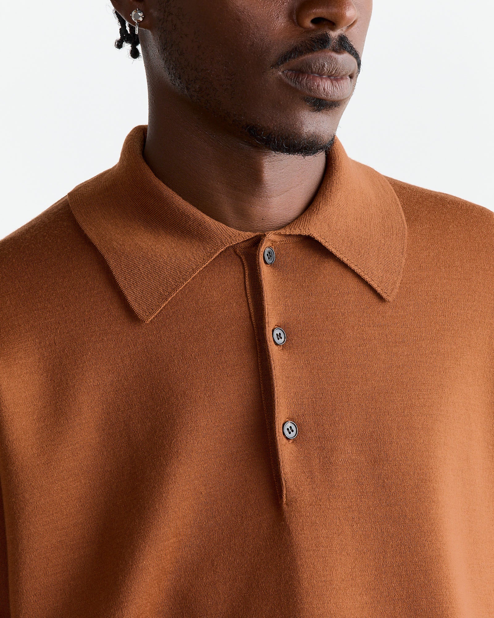 32 Gauge Smooth Wool Polo in Brick