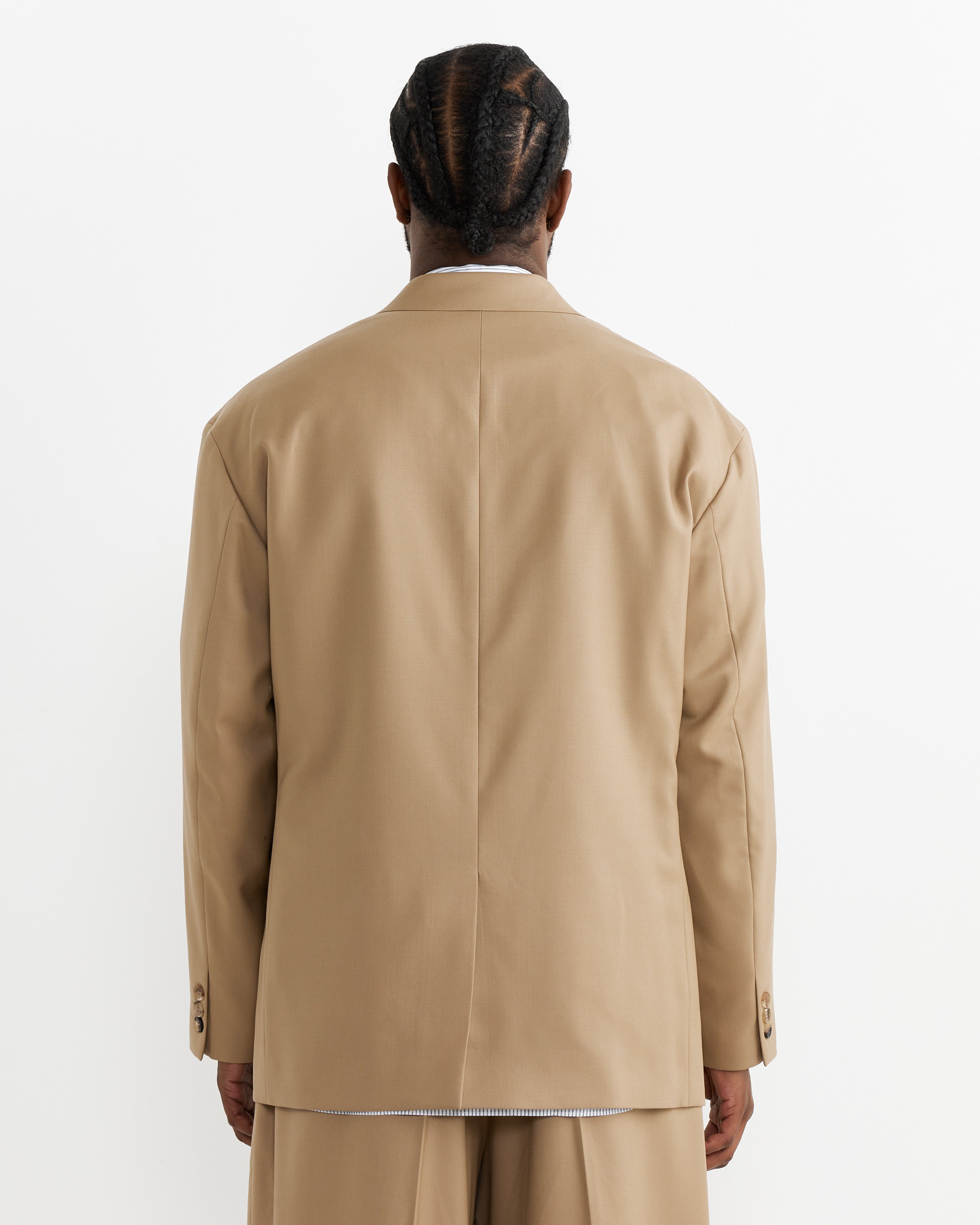 Oversized Single-Breasted Jacket in Beige