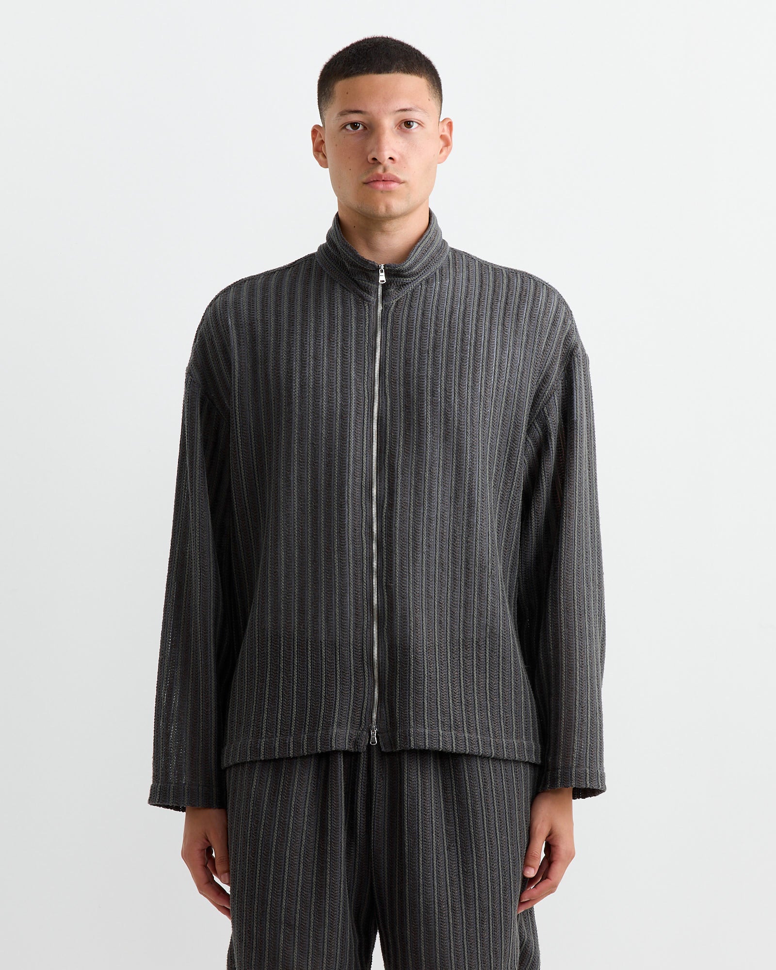 Enzo Shirt in Cotton/Linen Mesh Olive