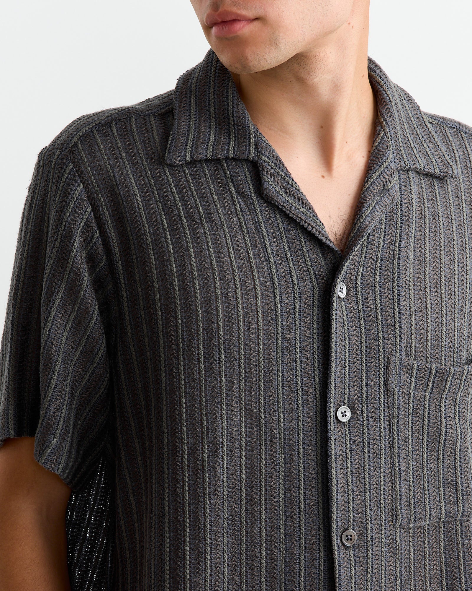 Acoustic Shirt in Cotton/Linen Mesh Olive - Cotton/Linen Mesh Olive / M (265765)