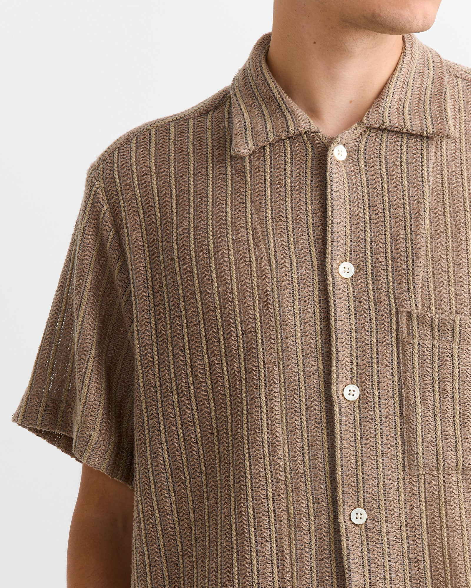 Acoustic Shirt in Cotton/Linen Mesh Tan - Cotton/Linen Mesh Tan / M (265769)