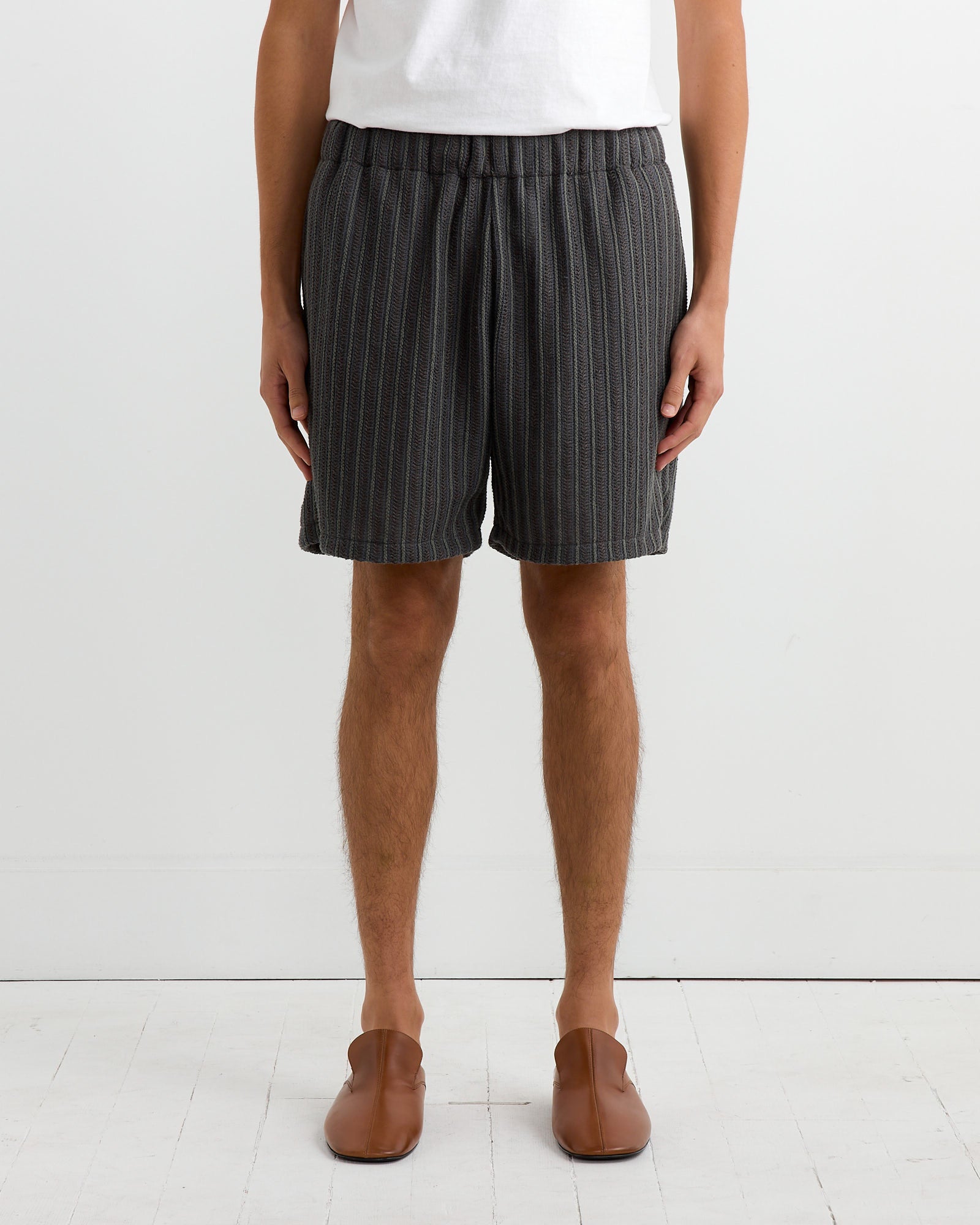 Masseria Short in Cotton/Linen Mesh Olive