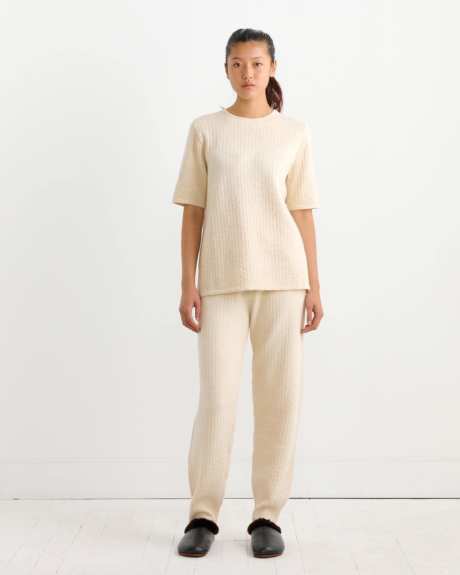 Line Quilt Pant in Raw White