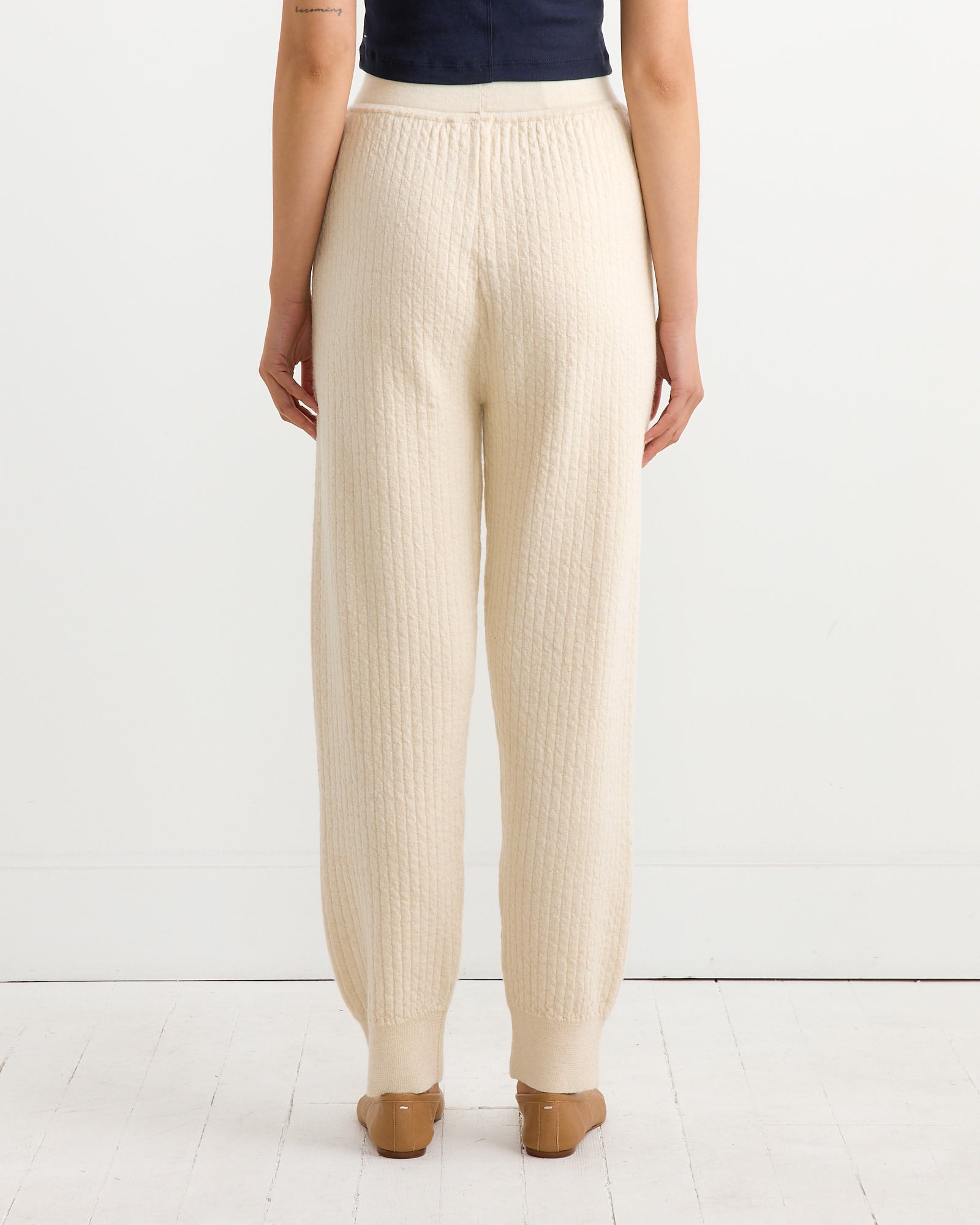 Line Quilt Pant in Raw White