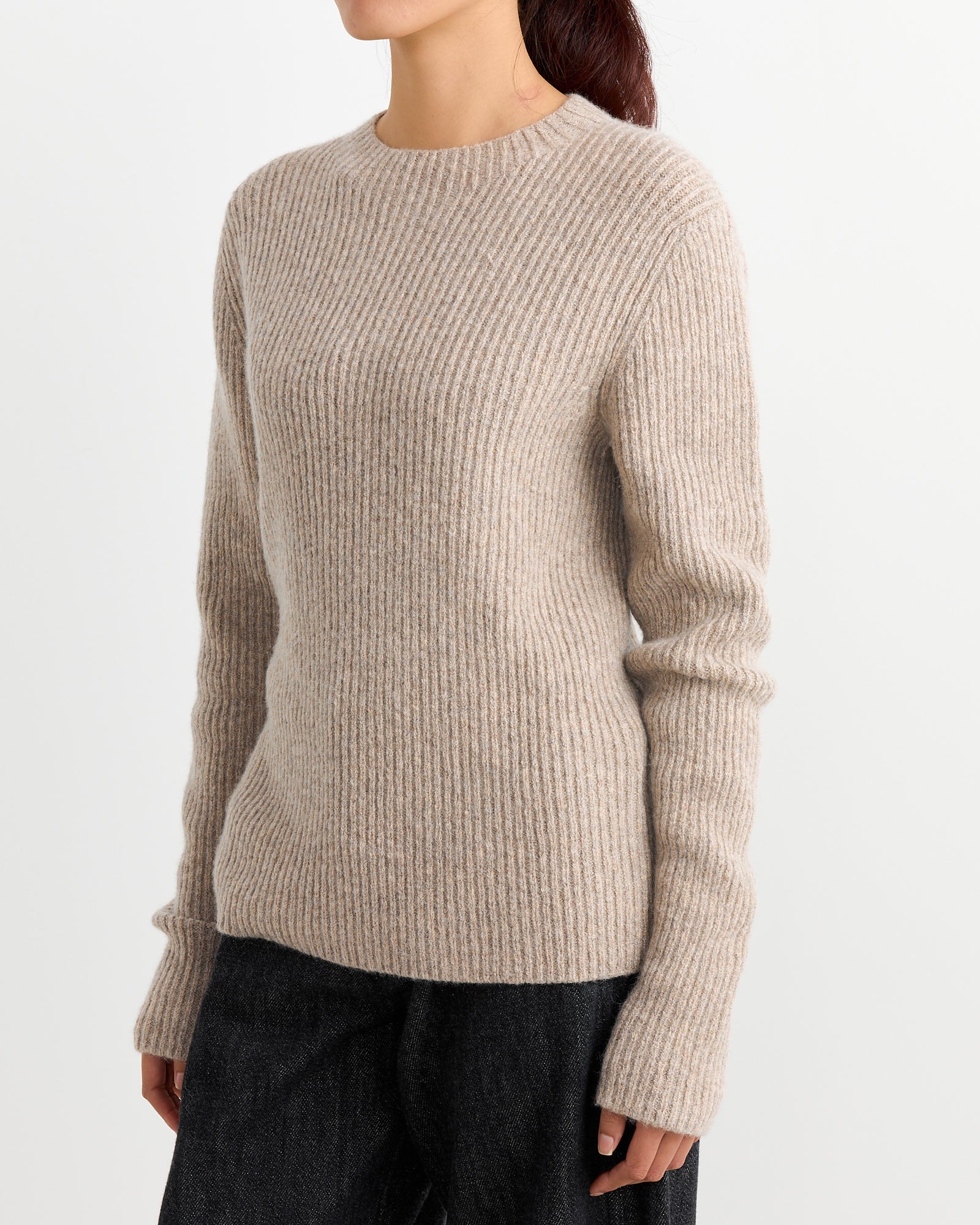 Soft Rib Crewneck in Dust