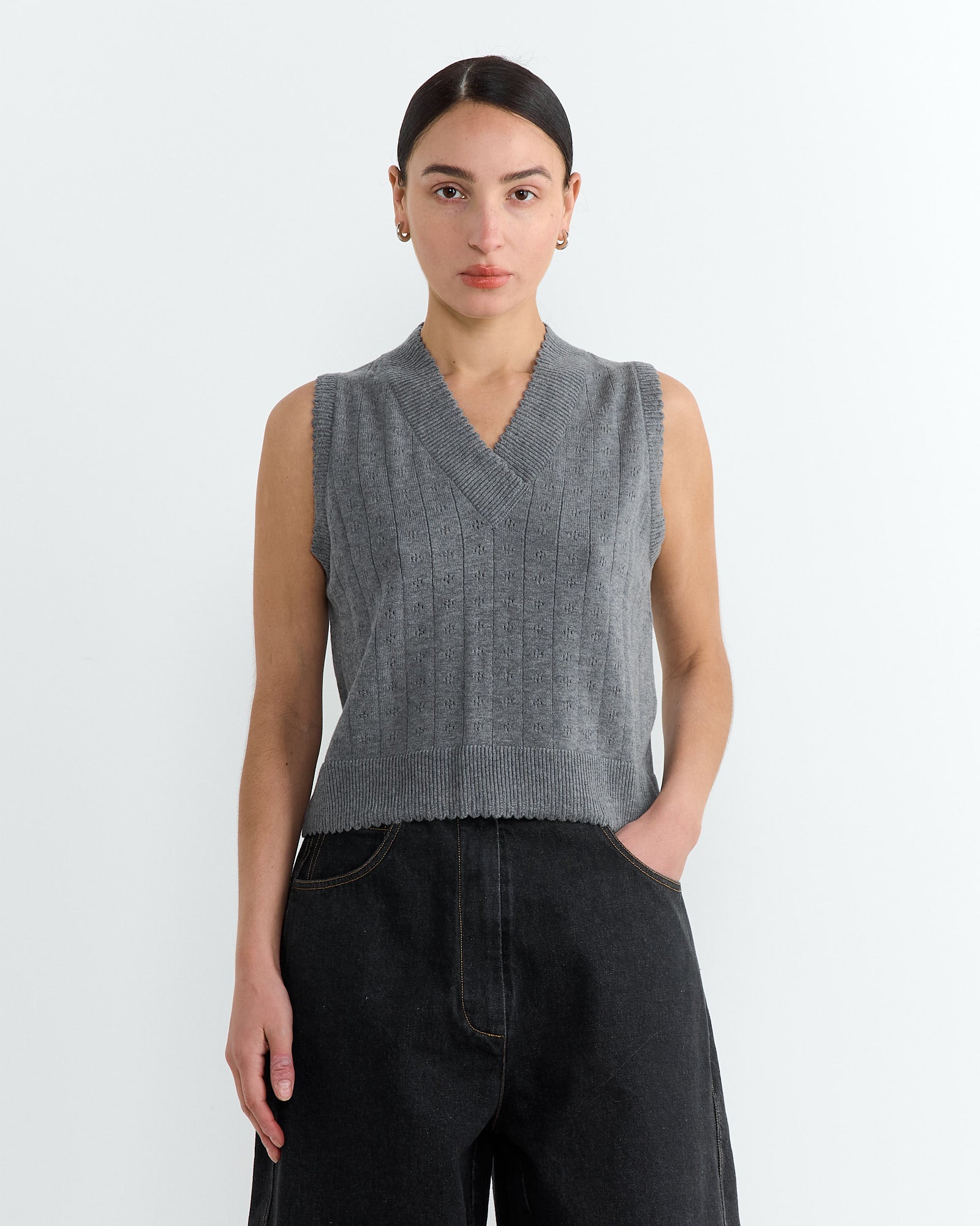 Cordera Merino Pointelle Waistcoat - Grey - OS - Default Title (266390)