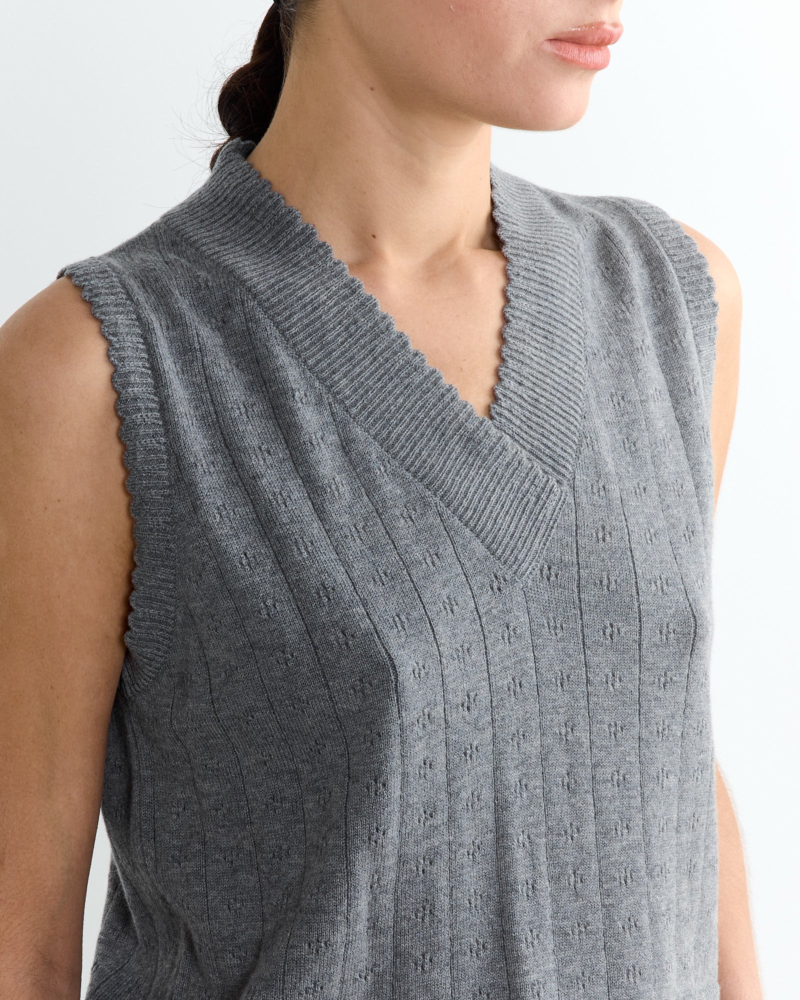 Cordera Merino Pointelle Waistcoat - Grey - OS - Default Title (266390)