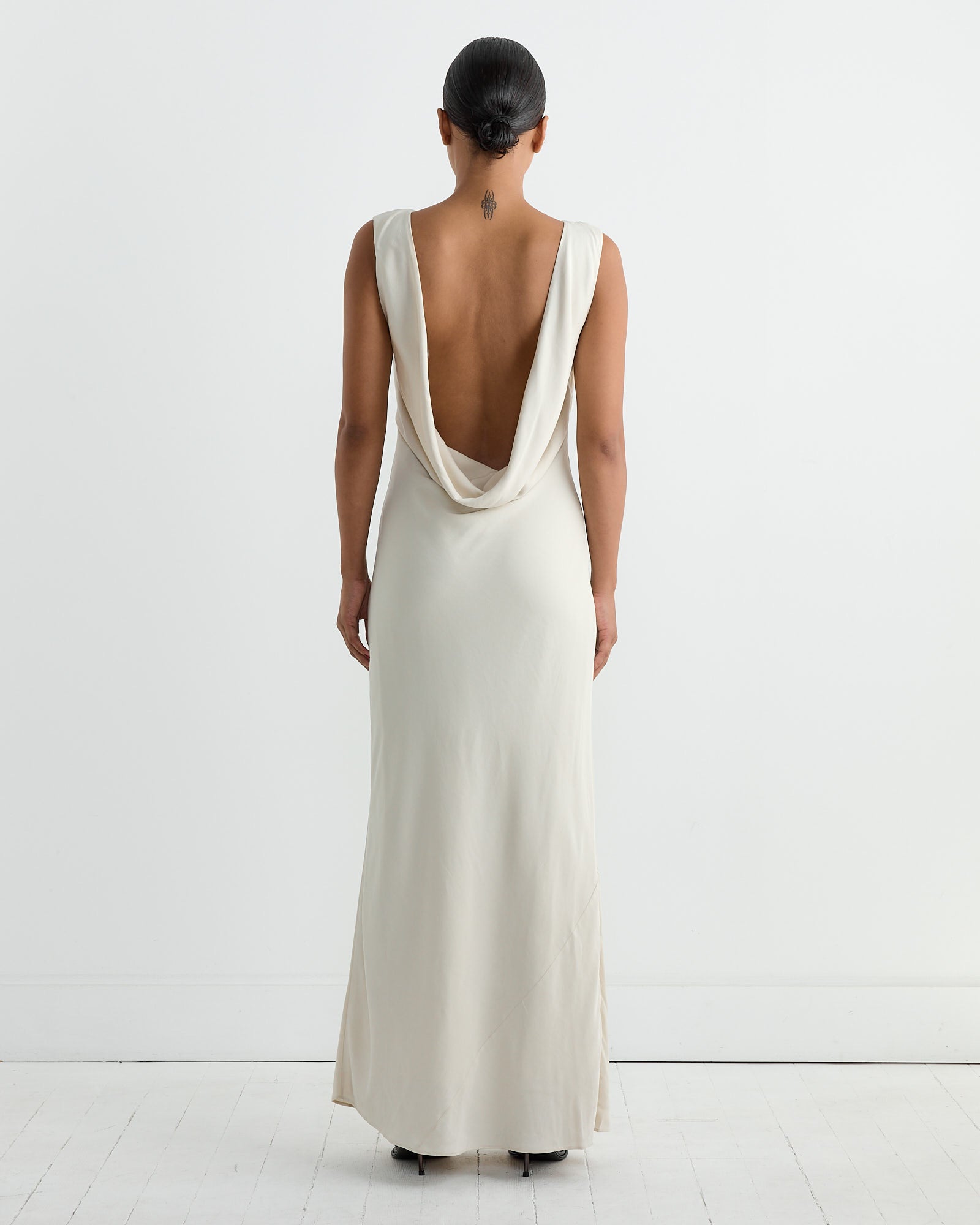 Draped Cowl Dress in Dove