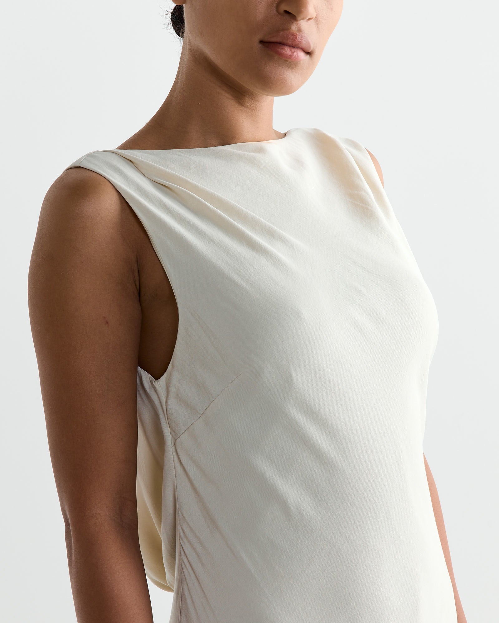 Draped Cowl Dress in Dove