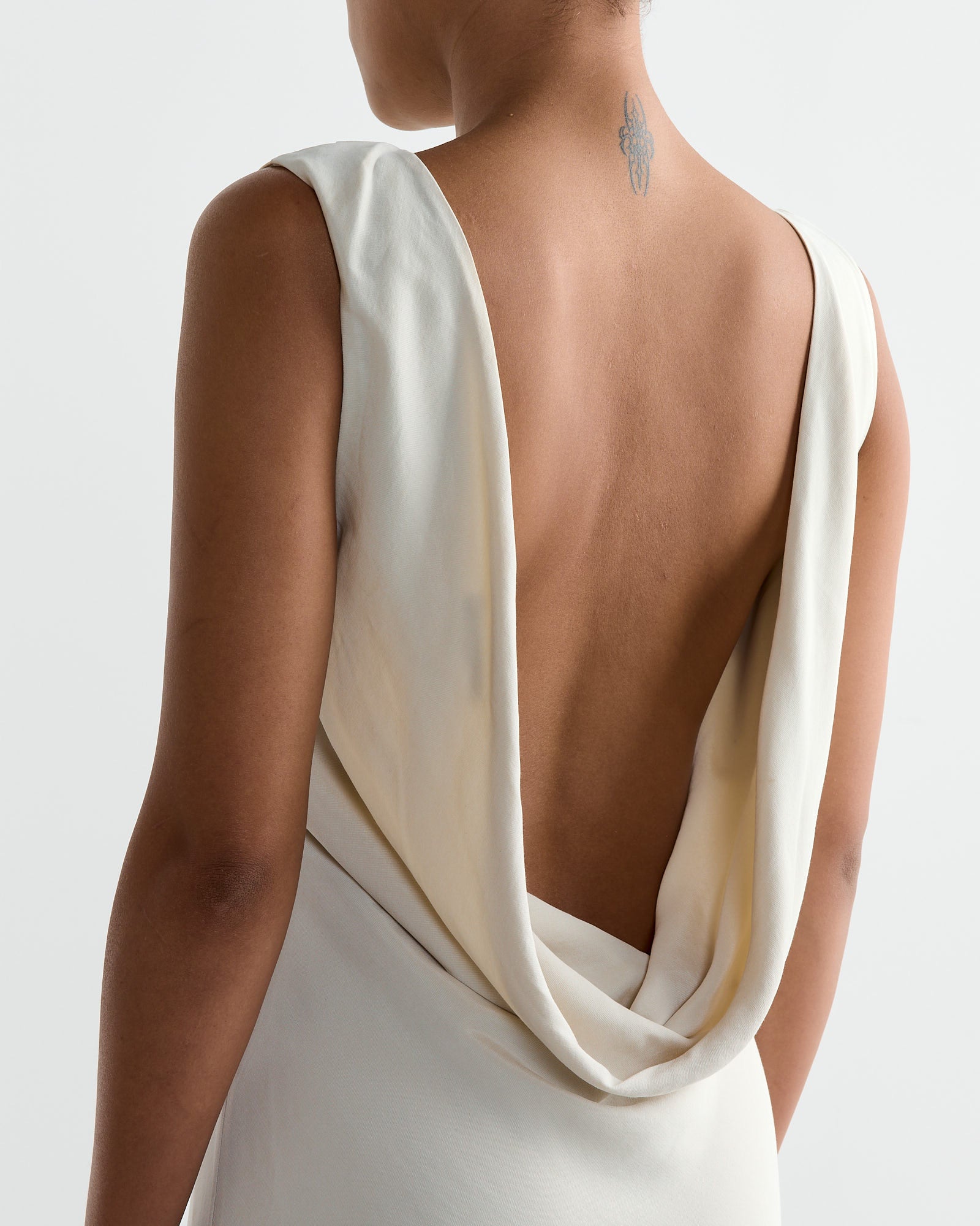 Draped Cowl Dress in Dove