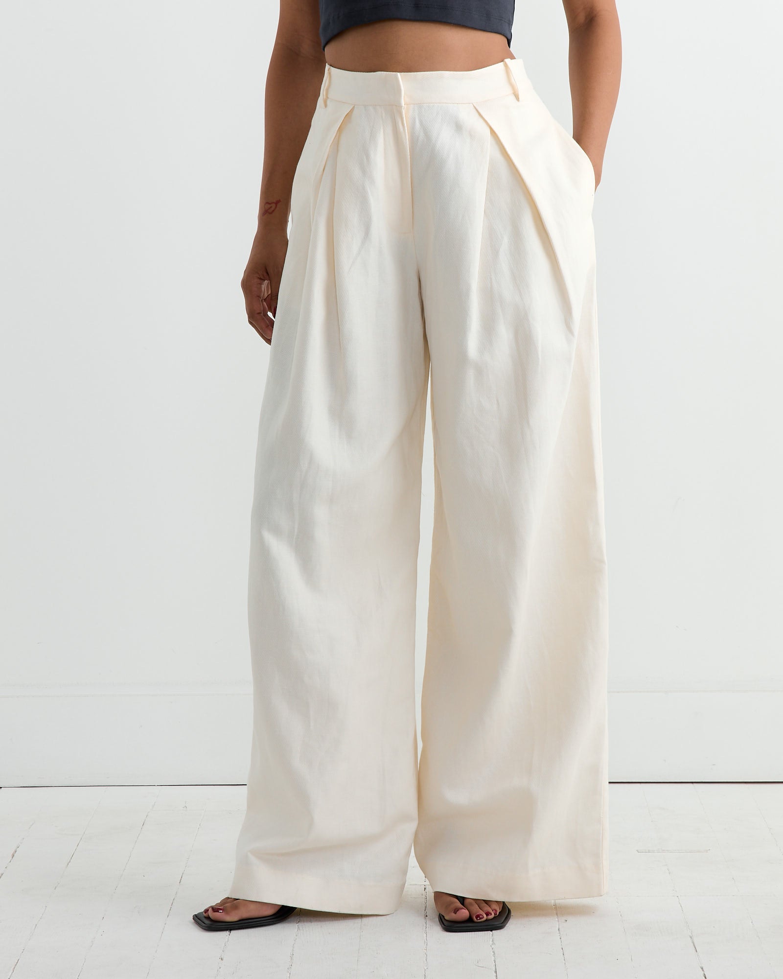 ST. AGNI Minimal Fold Trouser Ivory - Ivory / S (266435)