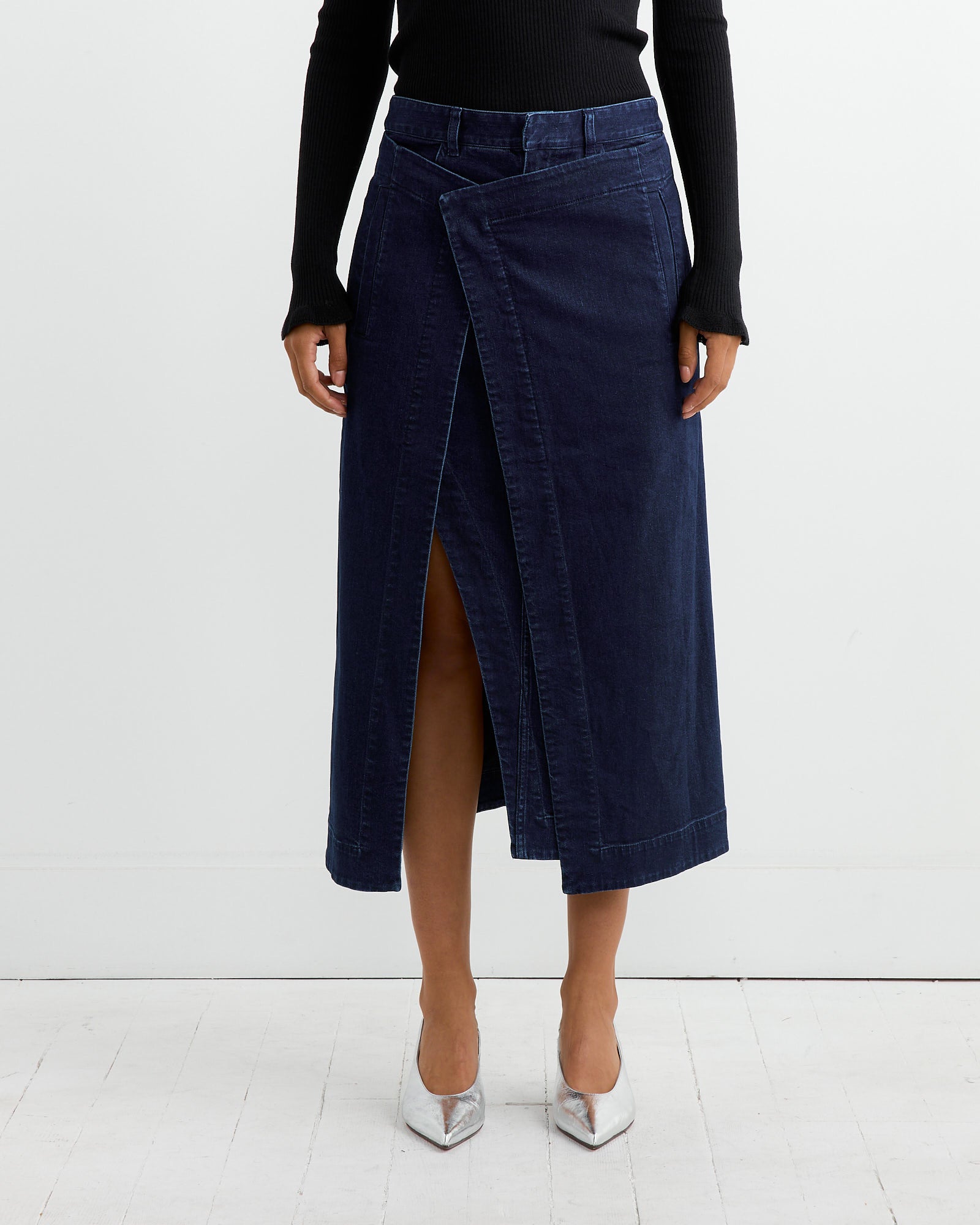 Tibi Denim Wrap Skirt Classic Indigo - Classic Indigo / 2 (266471)