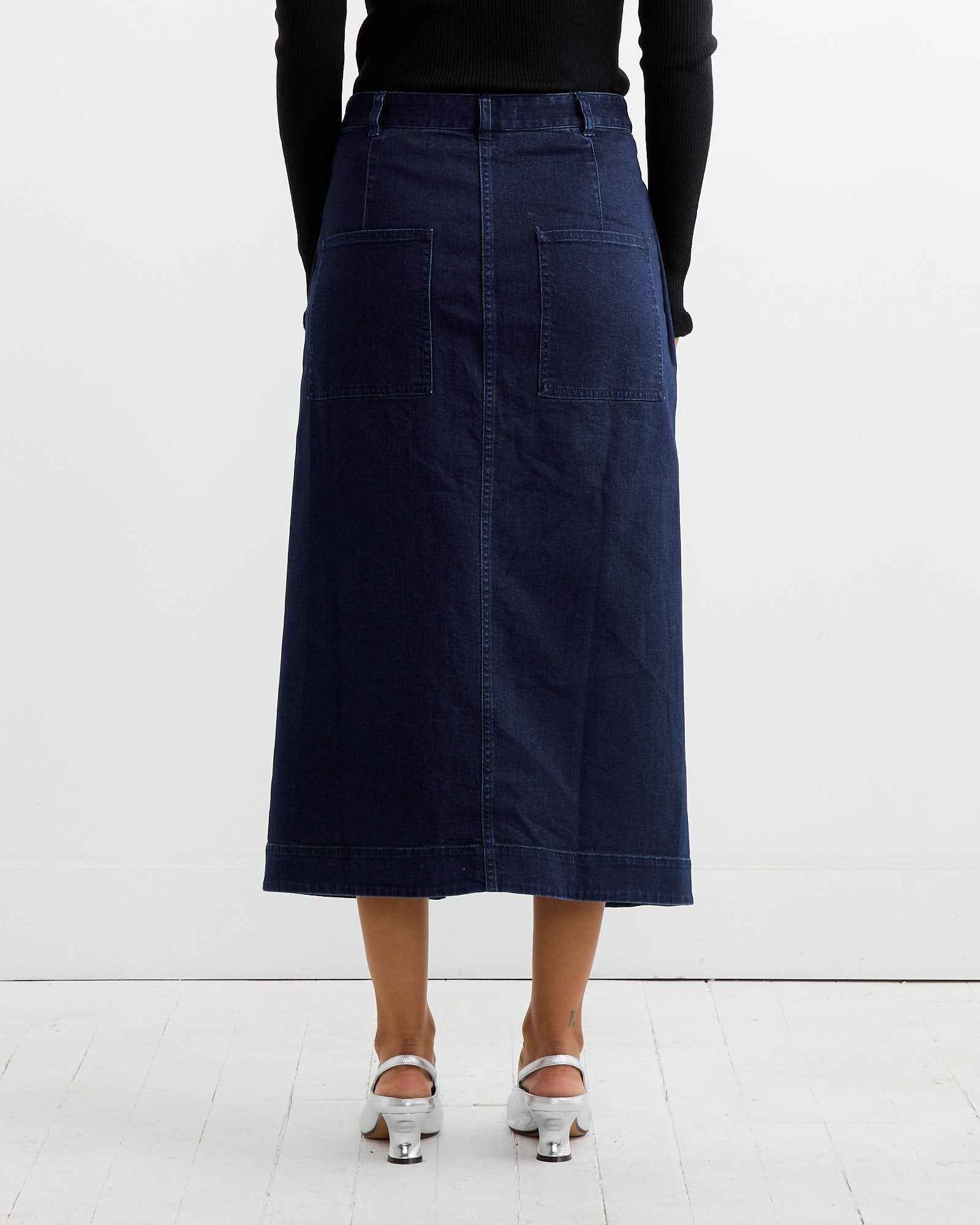 Denim Wrap Skirt in Classic Indigo