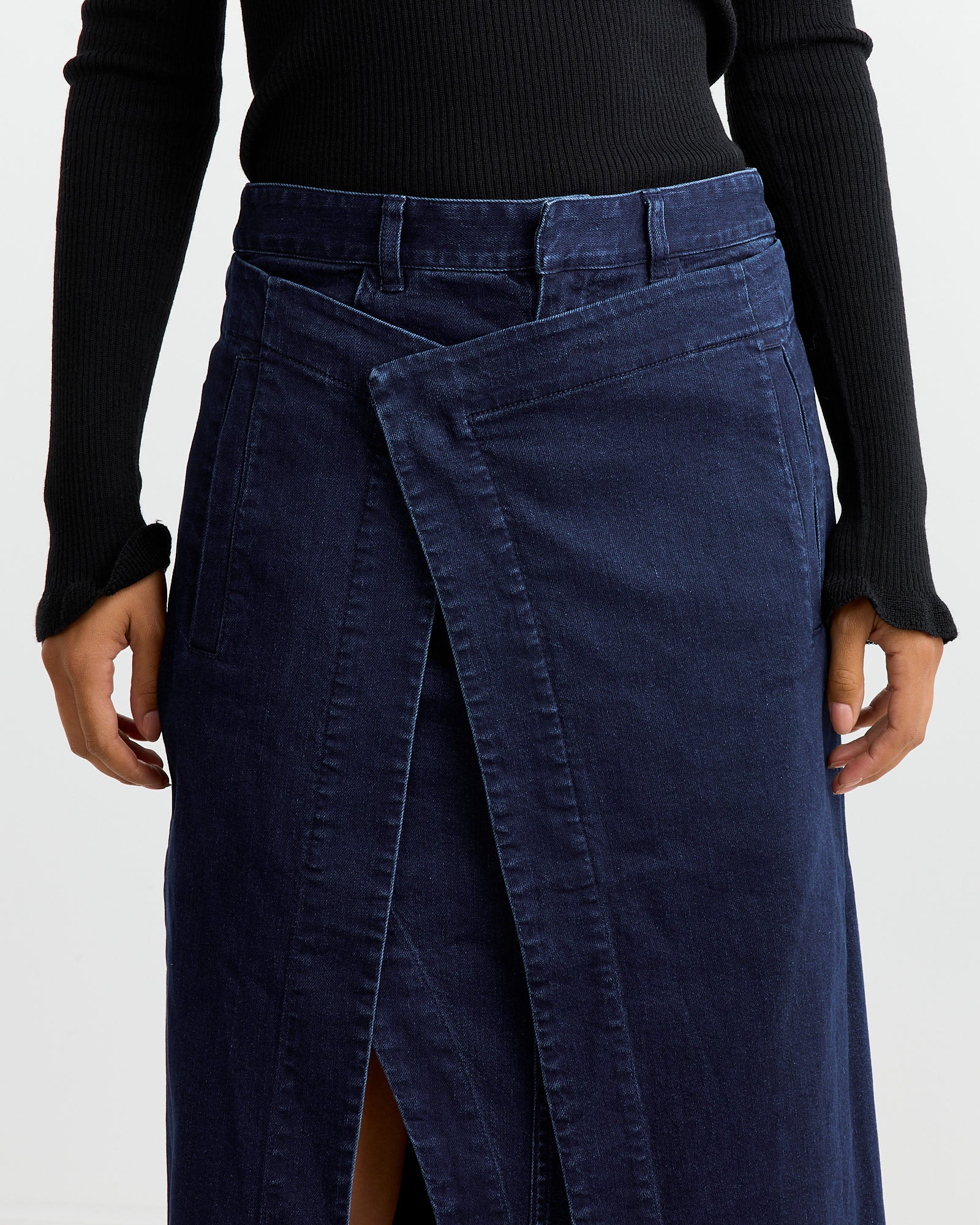 Tibi Denim Wrap Skirt Classic Indigo - Classic Indigo / 2 (266471)