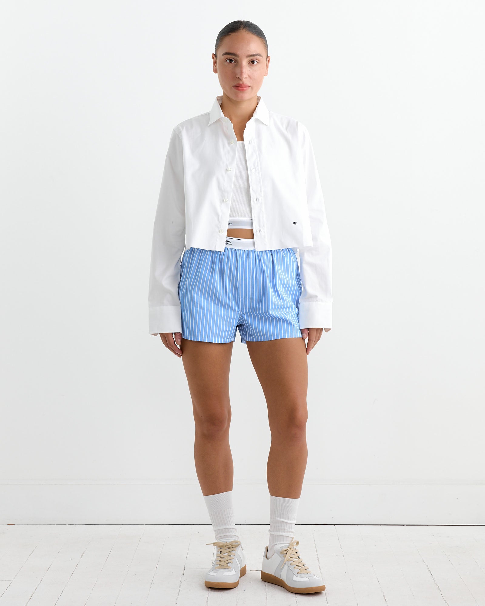 Hommegirls Oversized Cropped Shirt White - White / S (266702)