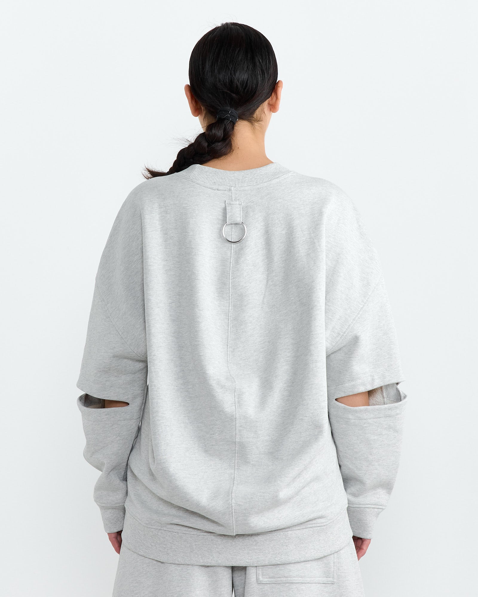 Tibi Cocoon Crewneck Sweatshirt Heather Grey - Heather Grey / S (267137)