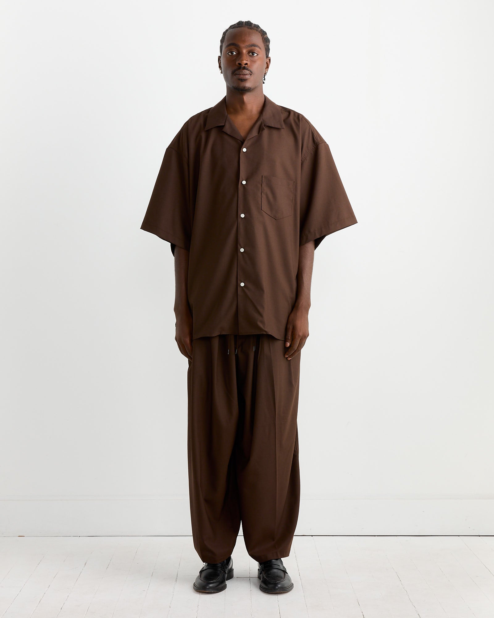 Re-Engineered Overshirt in Brown Melange