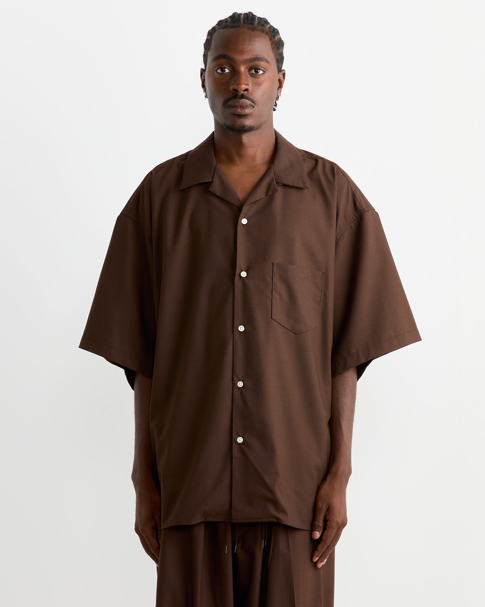 Re-Engineered Overshirt in Brown Melange