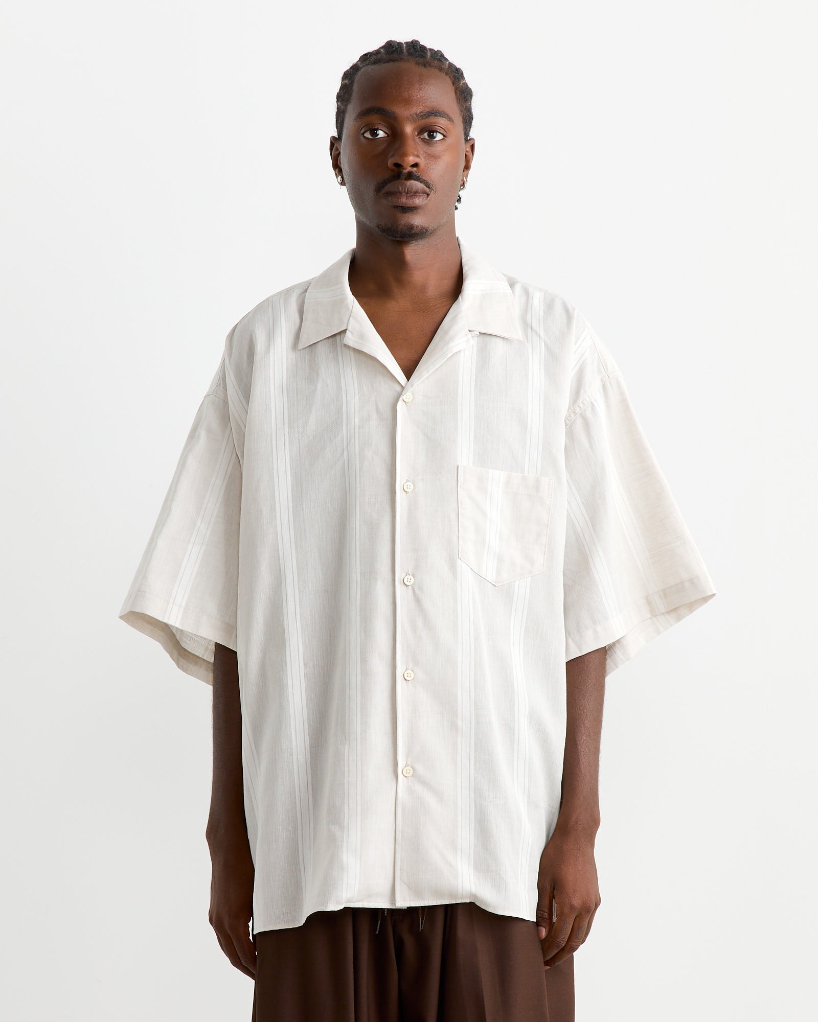 Re-Engineered Overshirt in Stripe Natural