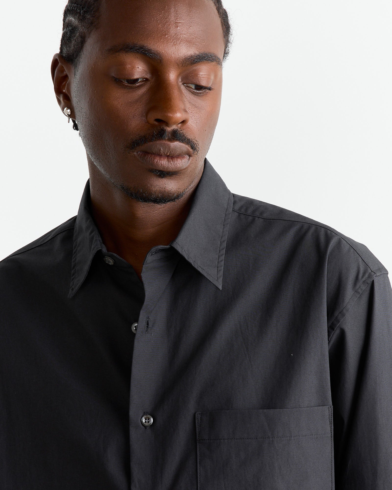 Routine Shirt in Organic Poplin Black