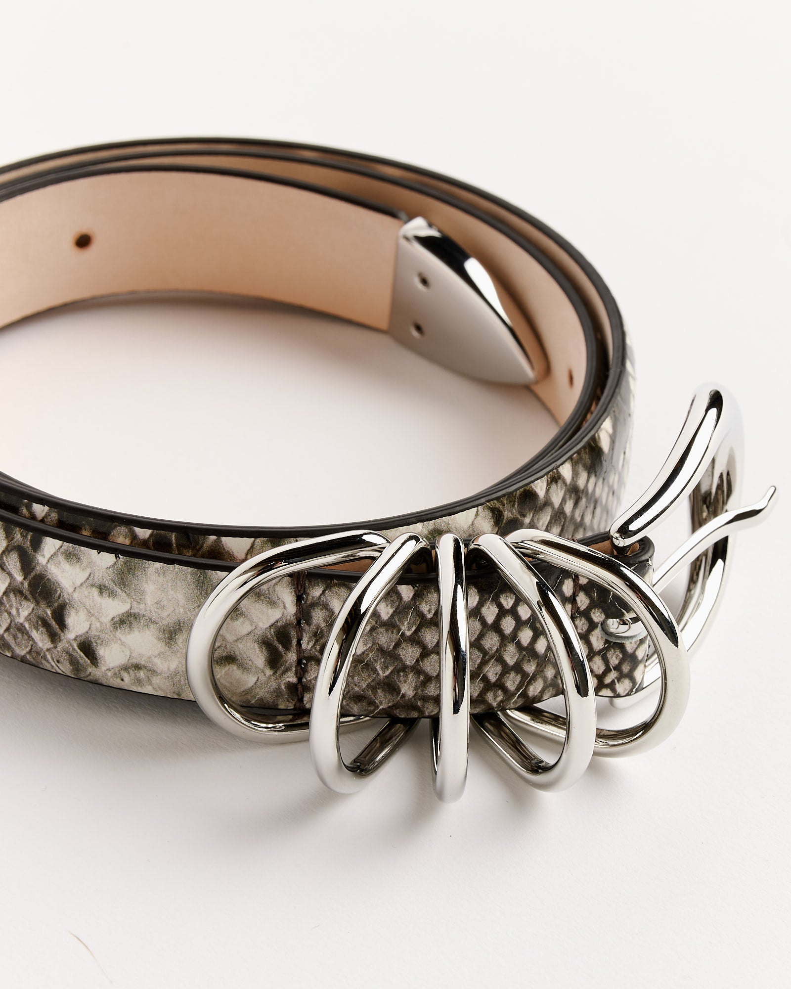 Déhanche Hollyhock Snake Belt Ivory Brown/Silver - Ivory Brown/Silver / M (269441)