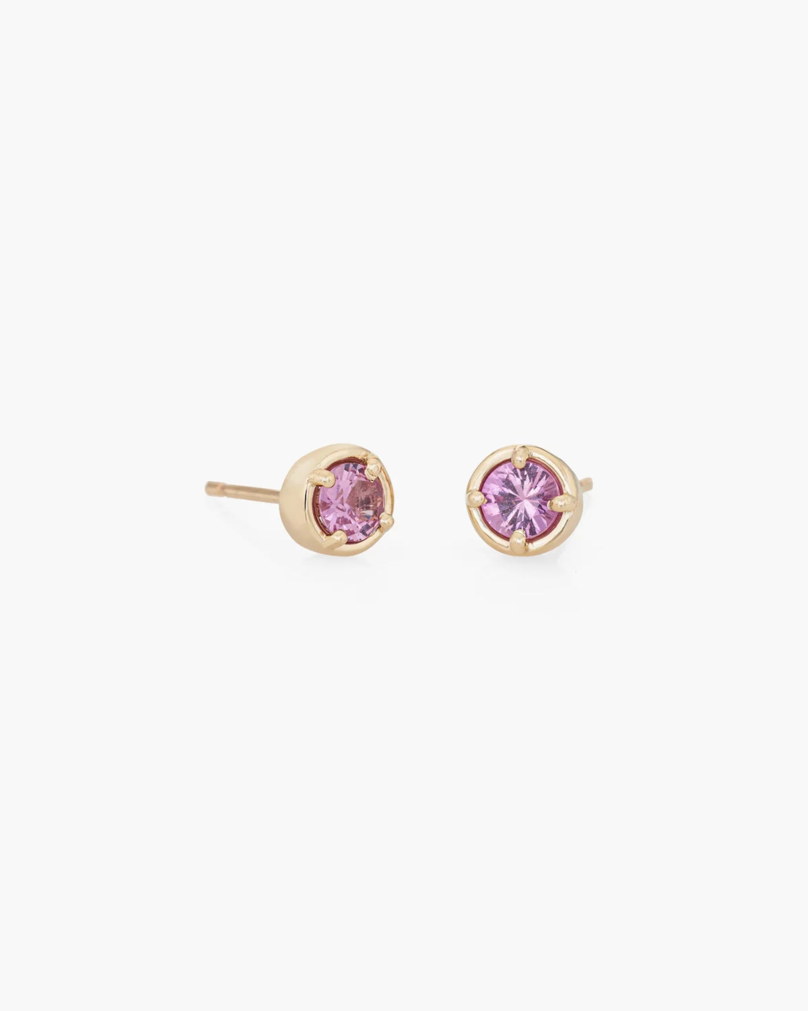 Dot Studs Pair in 14K / Pink Sapphire