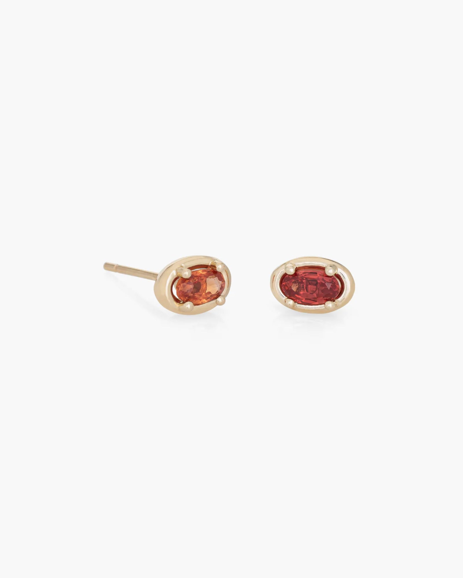 Ellipse Studs in 14K / Orange Sapphire