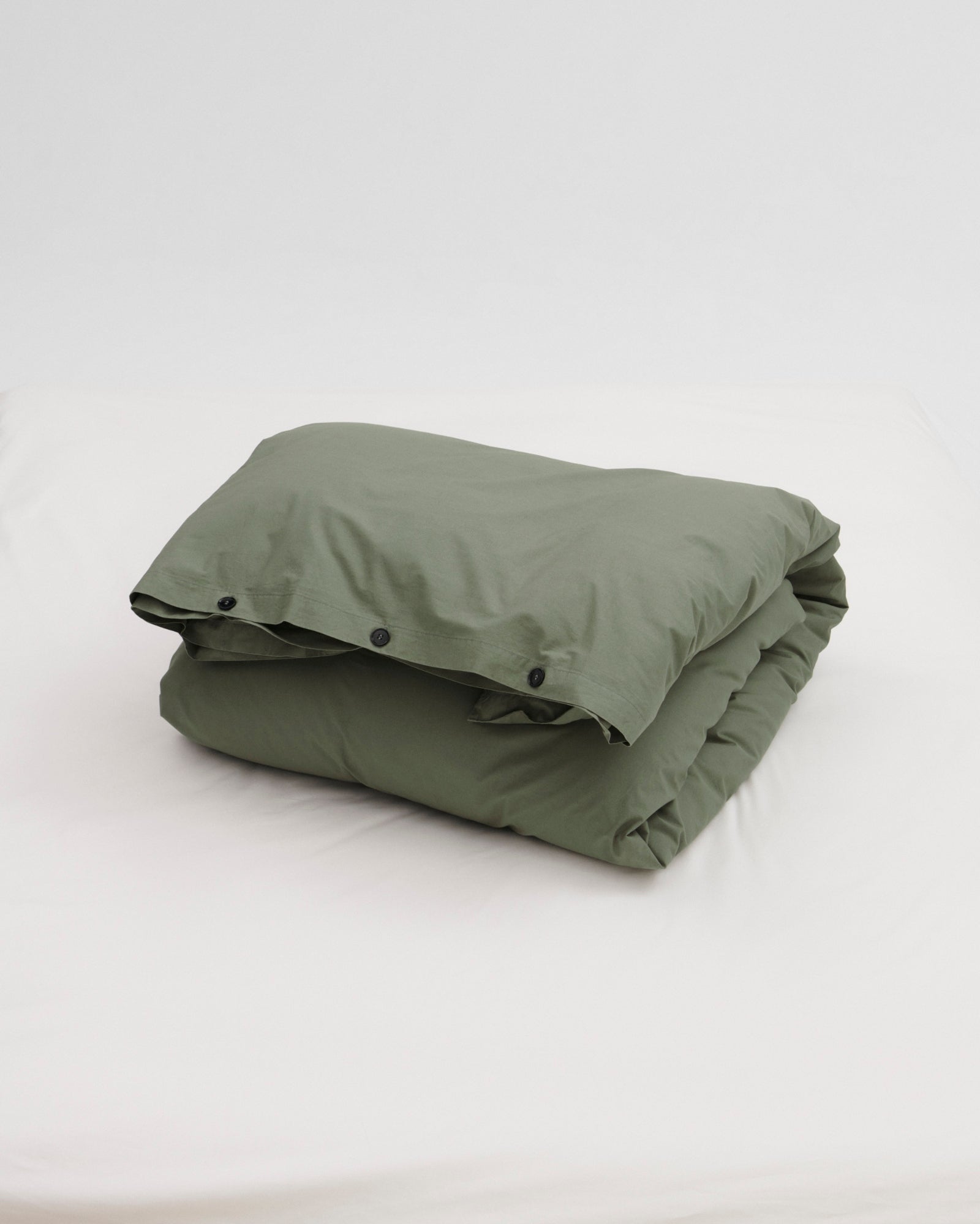 Percale Double Duvet Cover King in Olive Green