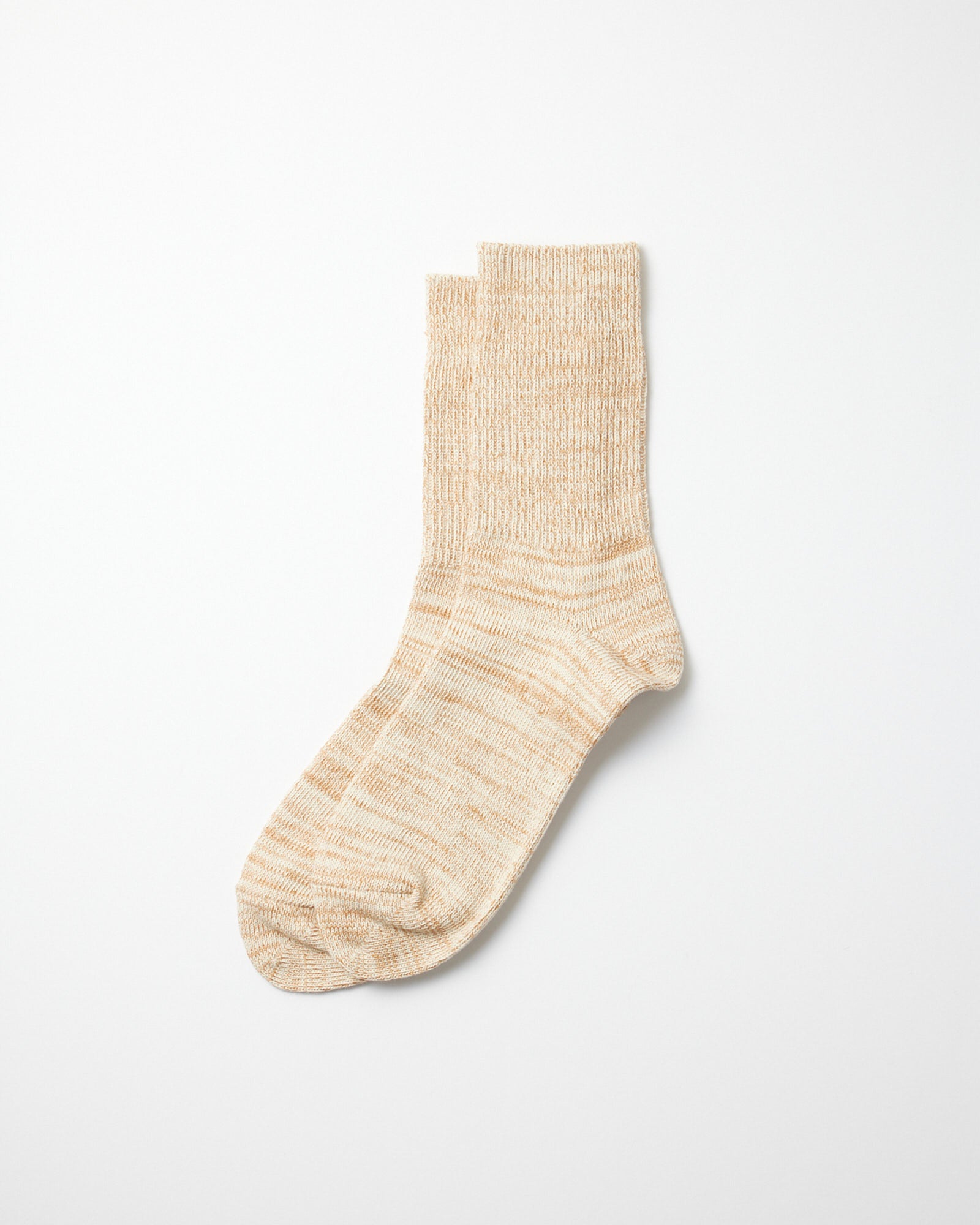 1427 Daily 3 Pack Ribbed Crew Socks in Ecru/Brown