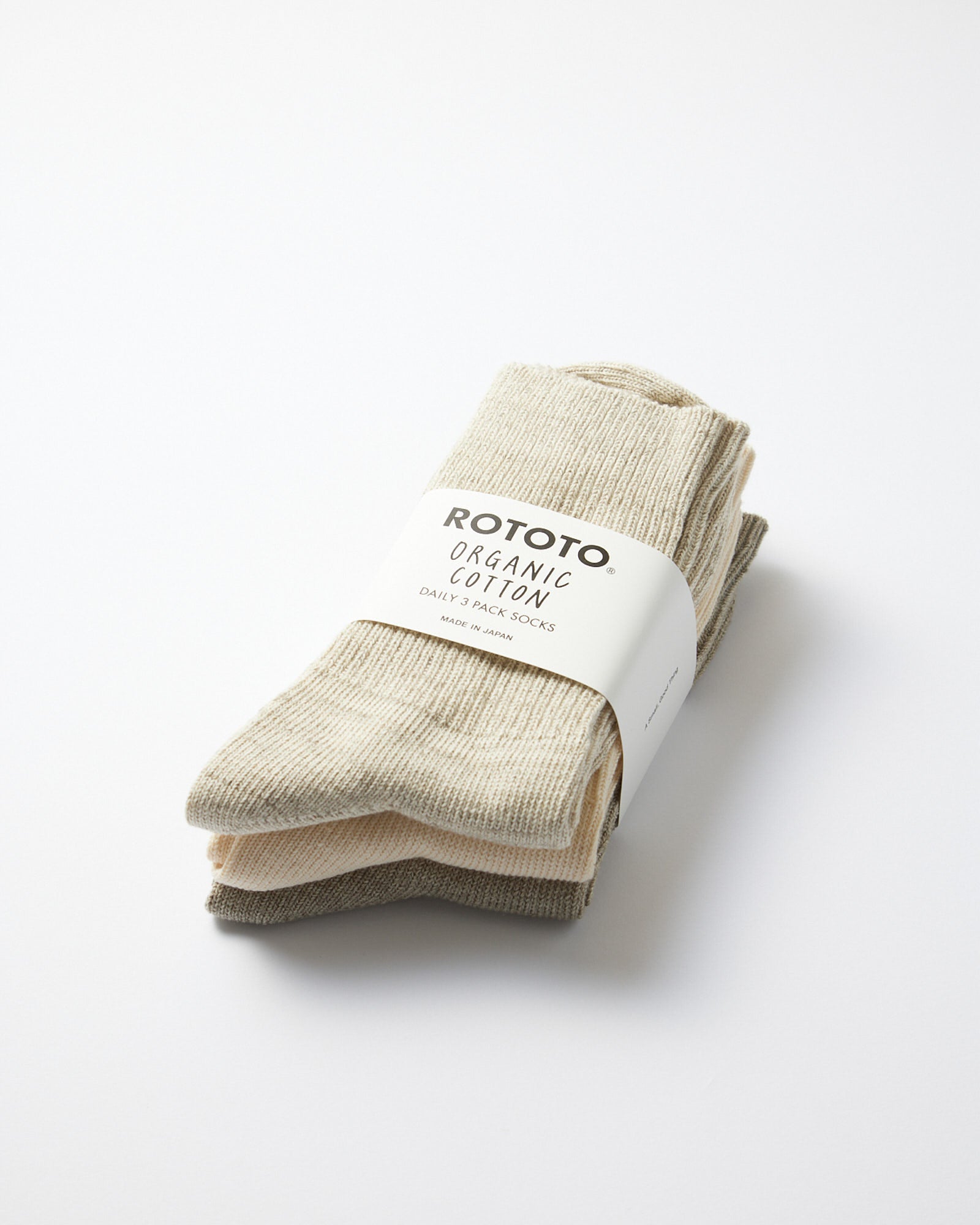 1427 Daily 3 Pack Ribbed Crew Socks in Ecru/Gray