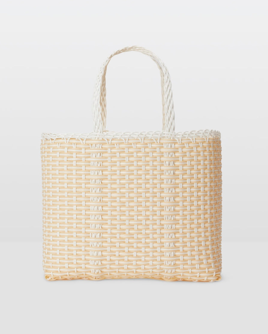 Medium Trama Tote Bag in White + Cream