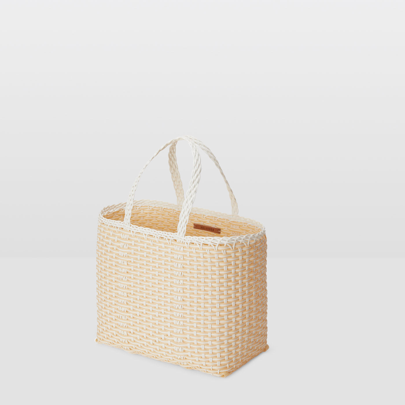 Medium Trama Tote Bag in White + Cream