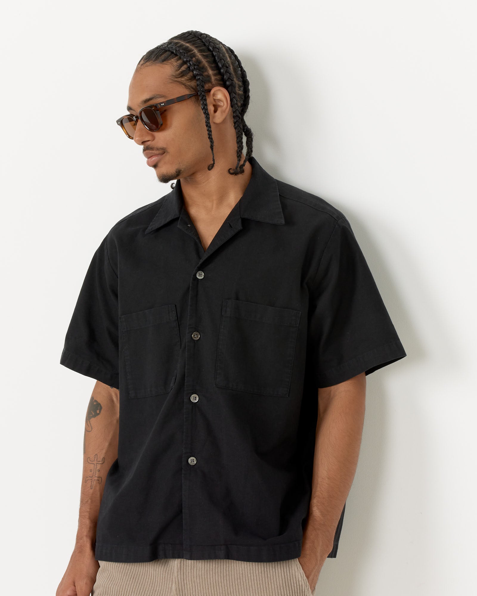 Acoustic Shirt Panama Cloth in Washed Black