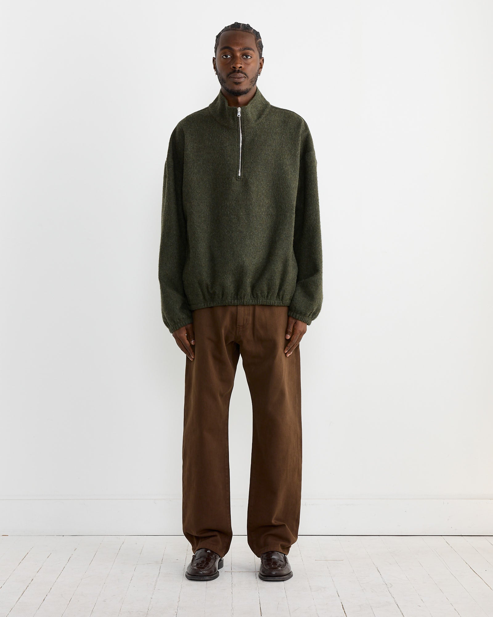 Alpina Pullover in Felted Wool Olive