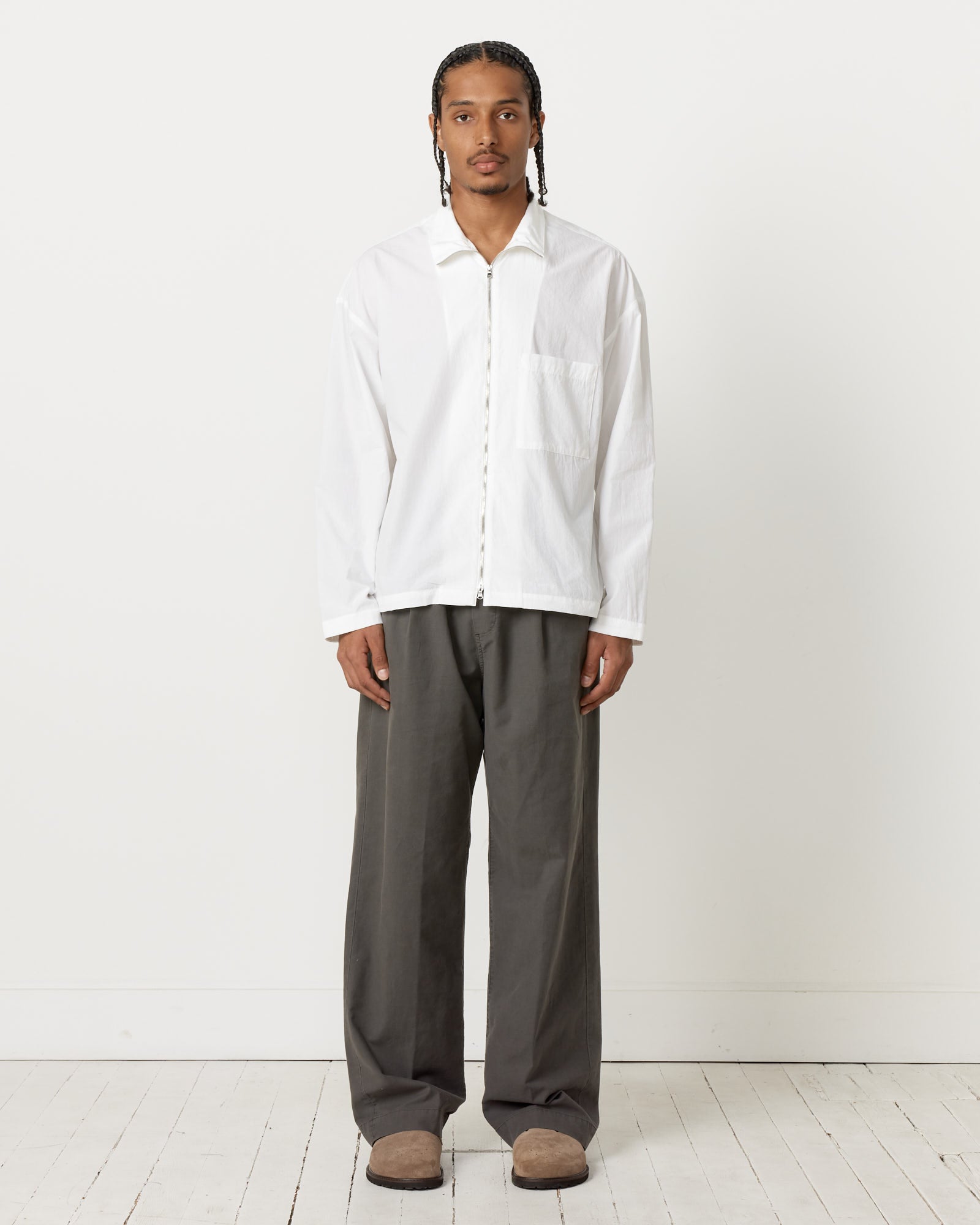 Enzo Shirt Crushed Cotton in White