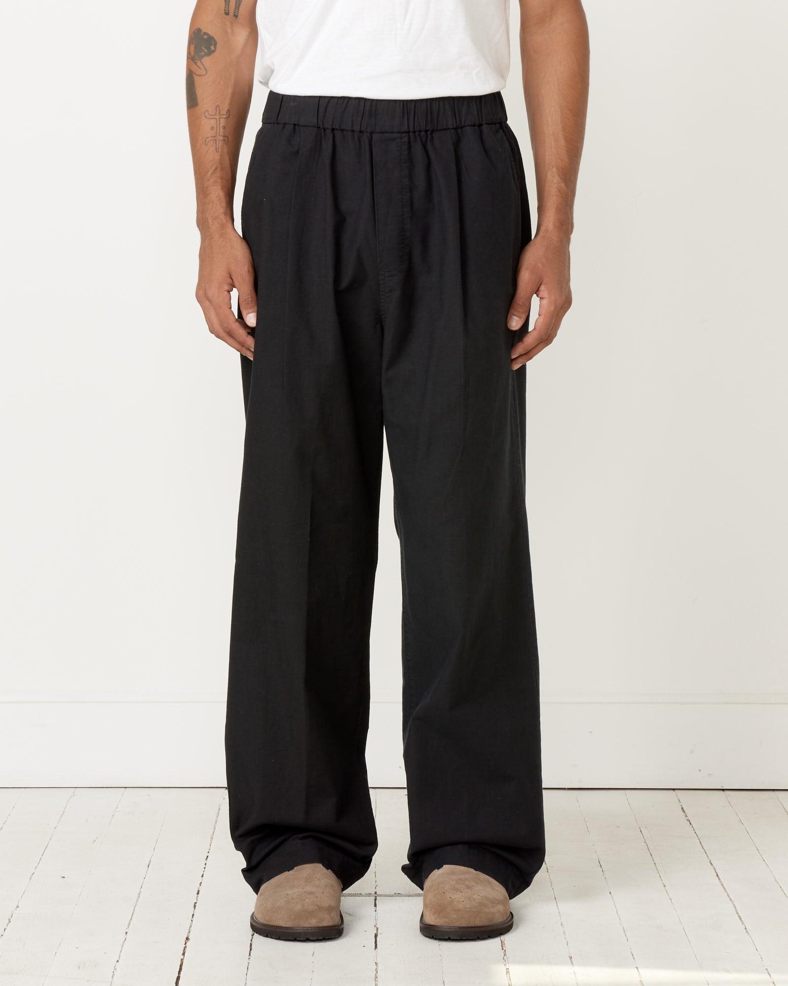 Kogai Pant Panama Cloth in Washed Black