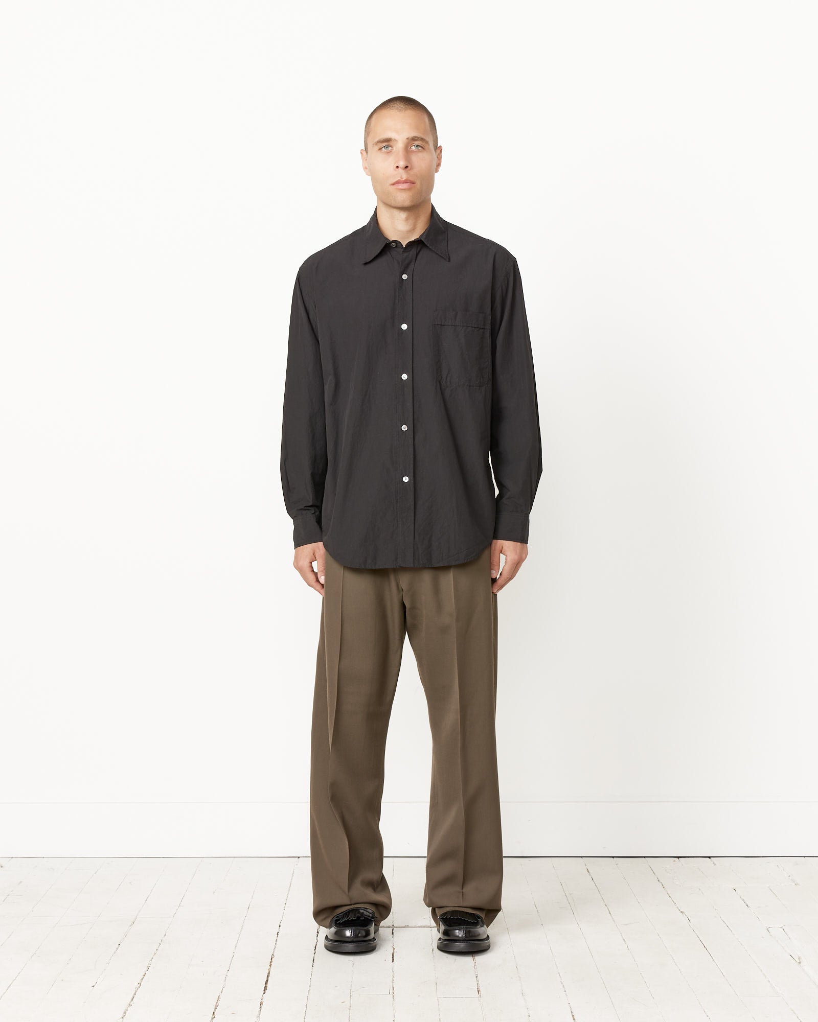 Gio Shirt in Crushed Cotton Black