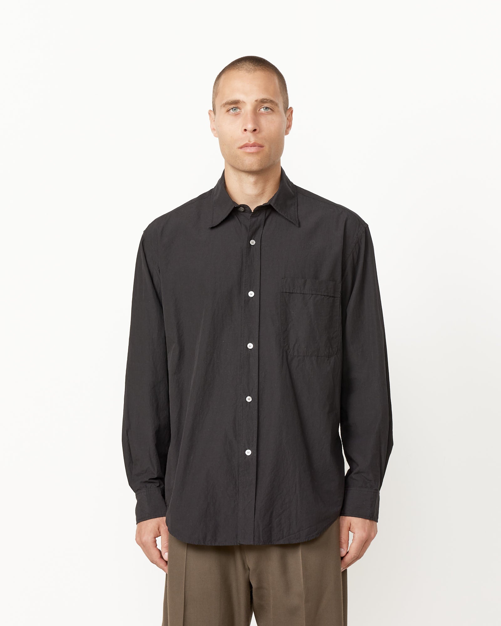 Gio Shirt in Crushed Cotton Black