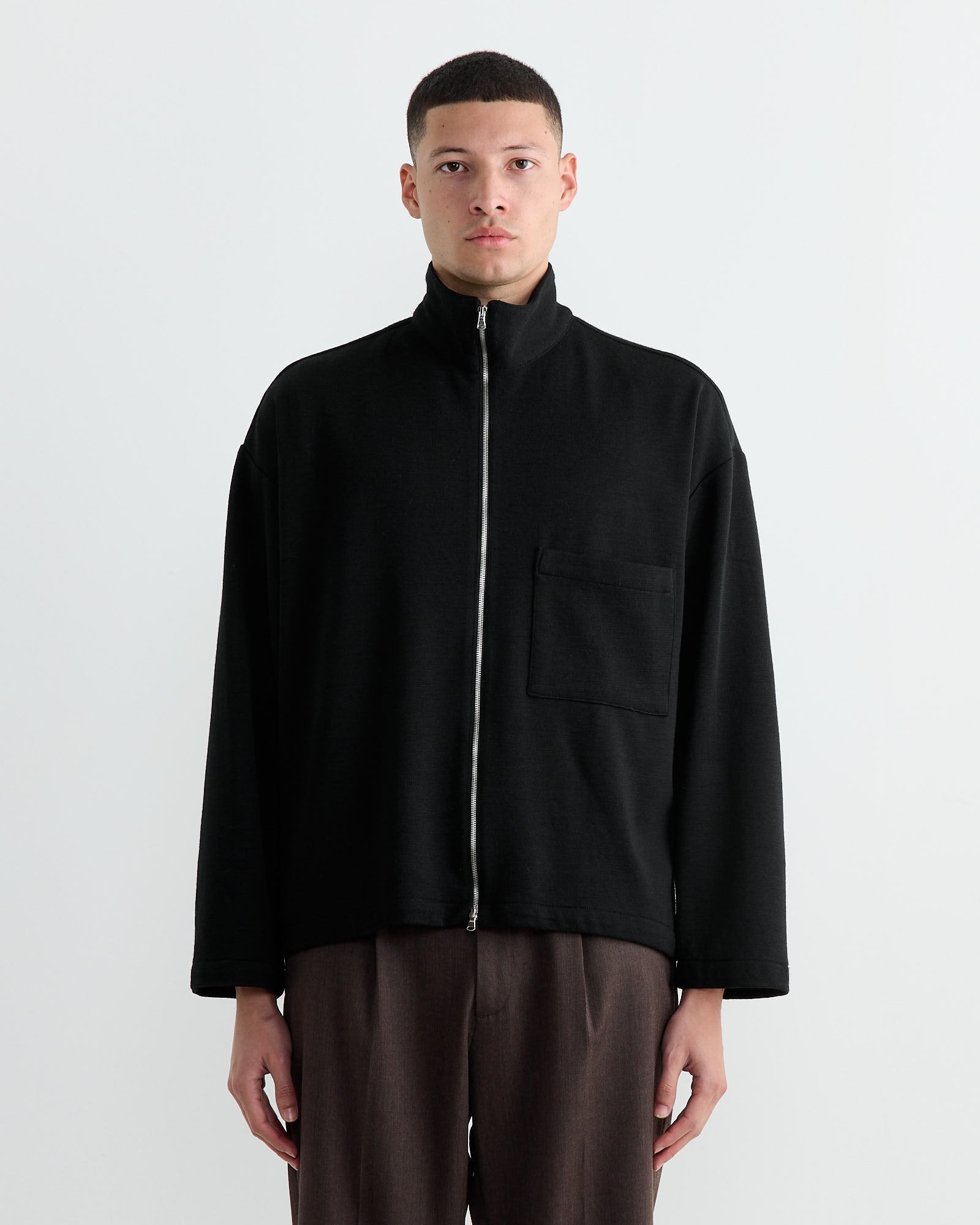 Enzo Shirt in Wool Double Knit Black