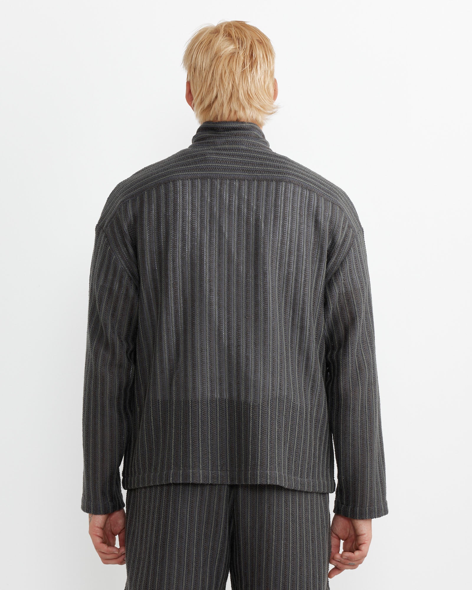 Enzo Shirt in Cotton/Linen Mesh Olive