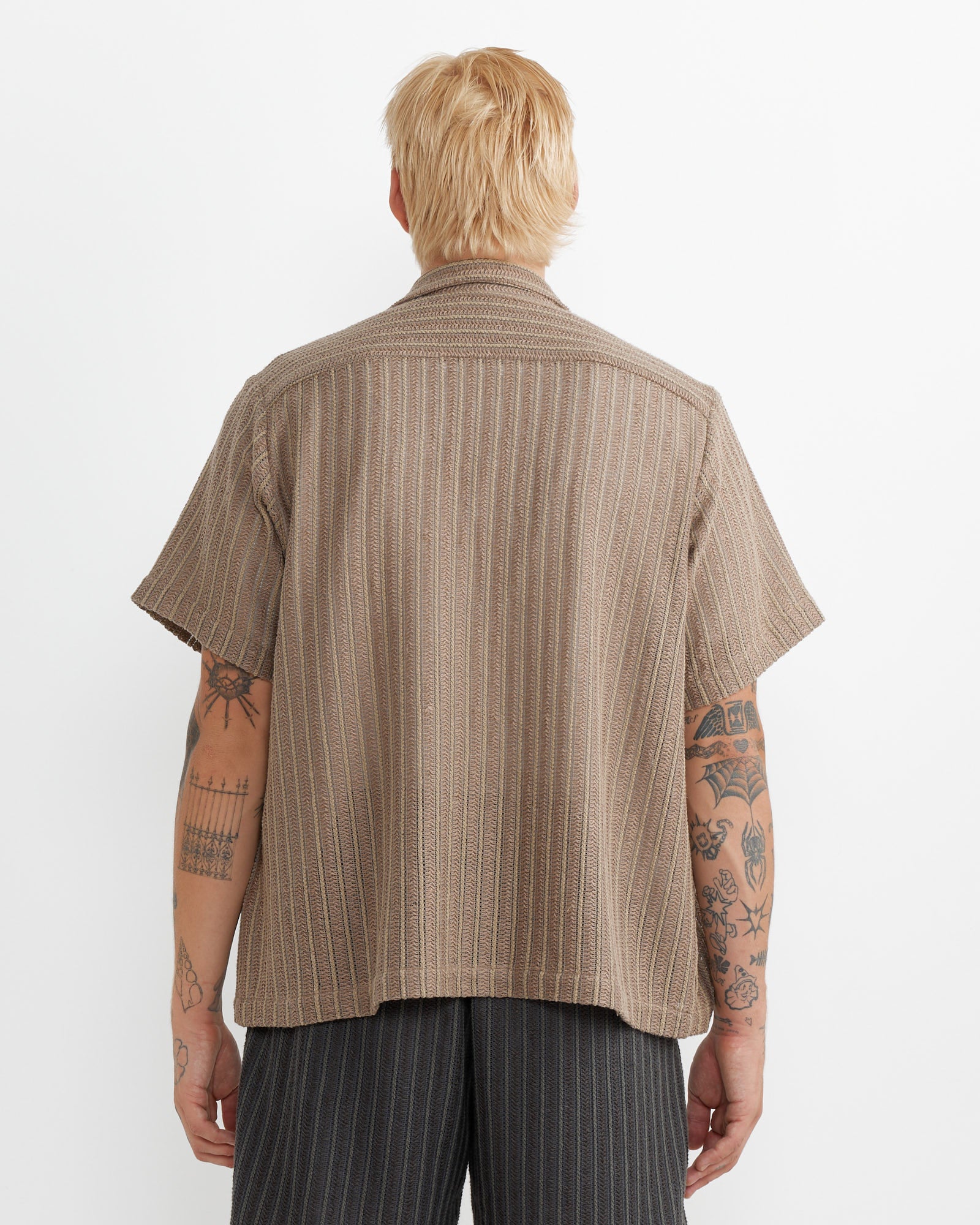 Acoustic Shirt in Cotton/Linen Mesh Tan