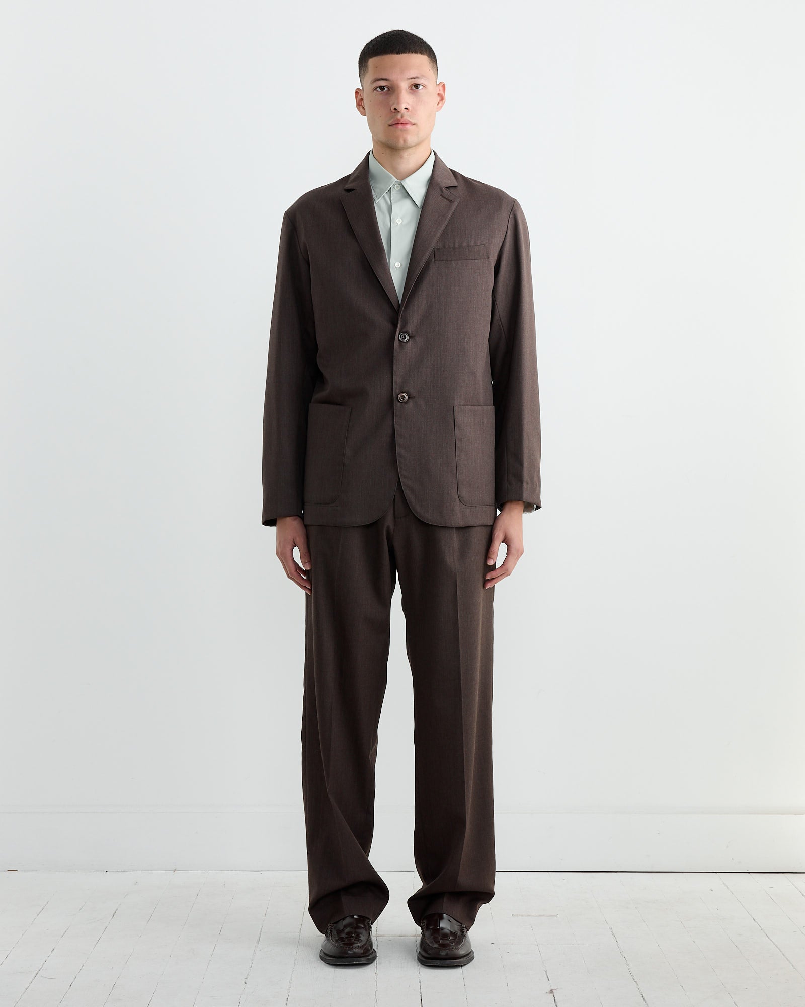 West Coast Pant in Wool Gabardine Brown Mélange