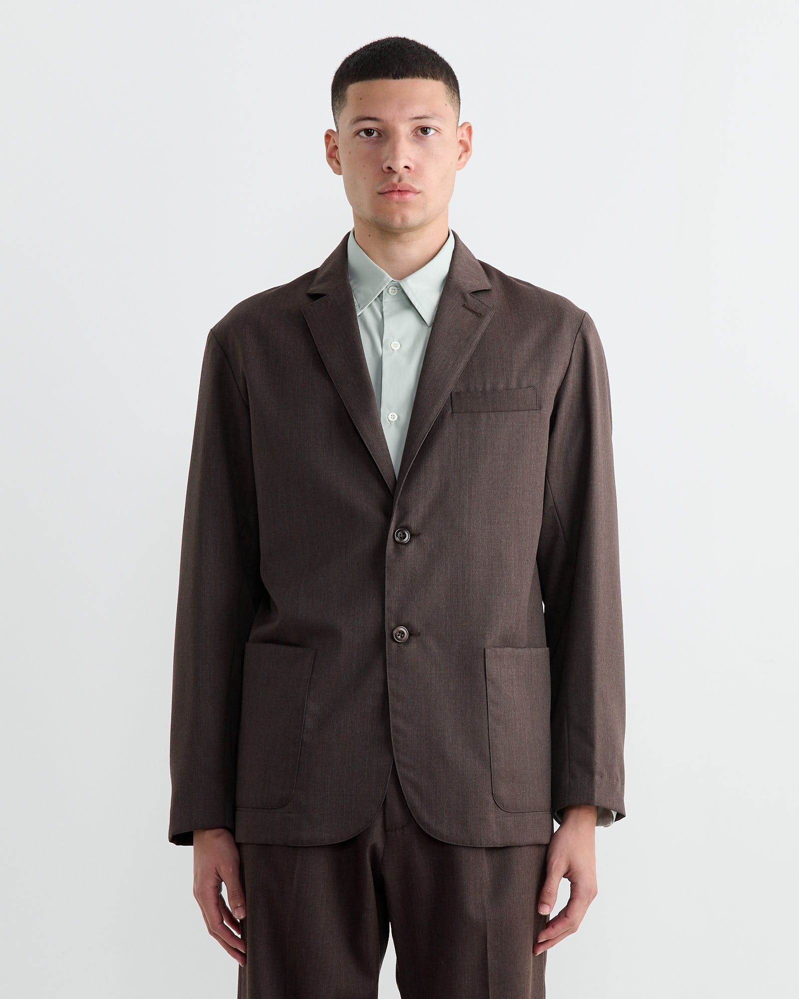 Blazer in Wool Gabardine Brown Mélange