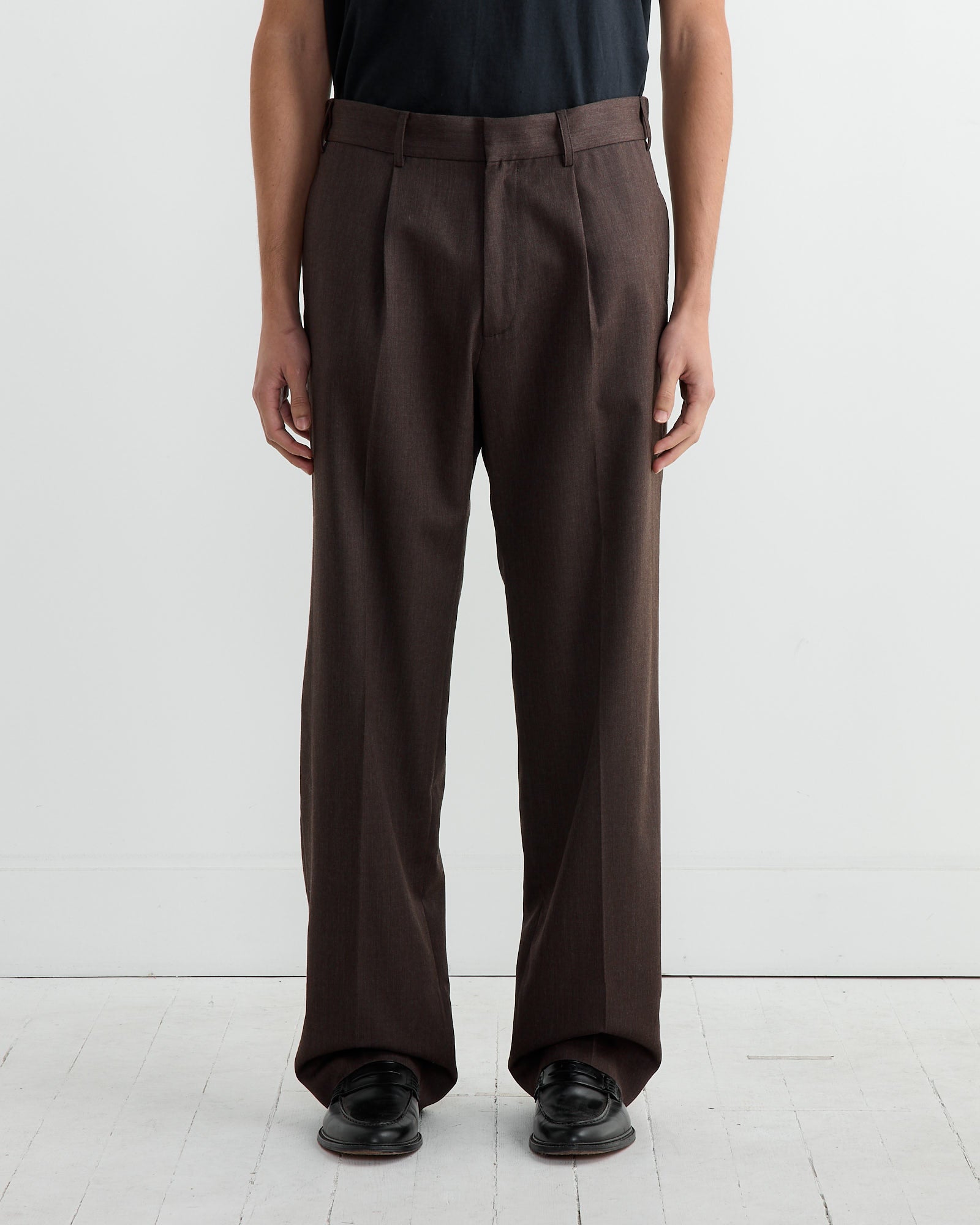 West Coast Pant in Wool Gabardine Brown Mélange