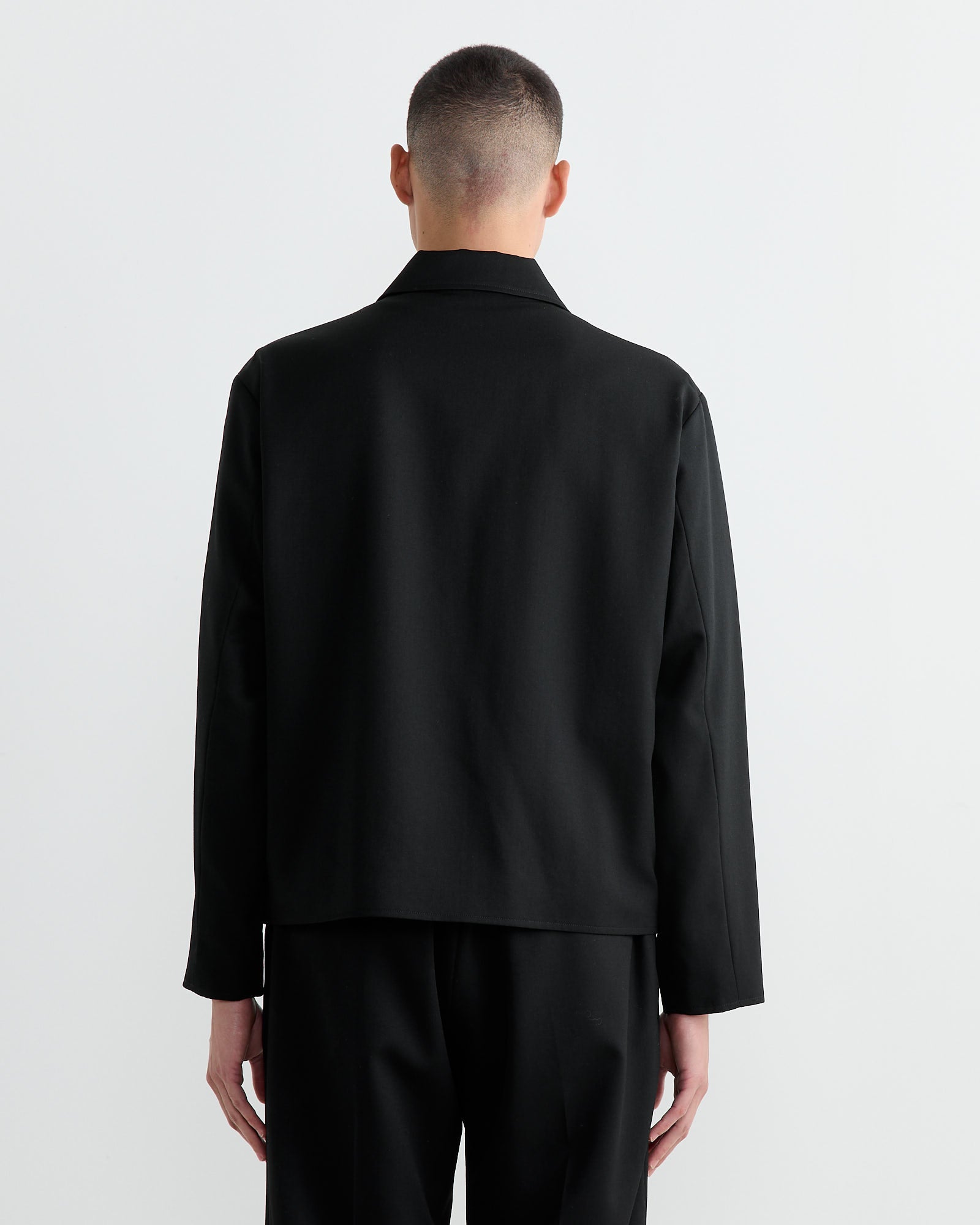 Zip Jacket Wool Gabardine in Black