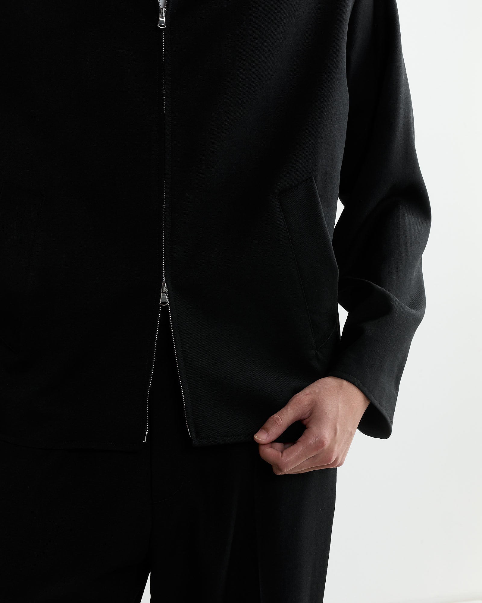 Zip Jacket Wool Gabardine in Black