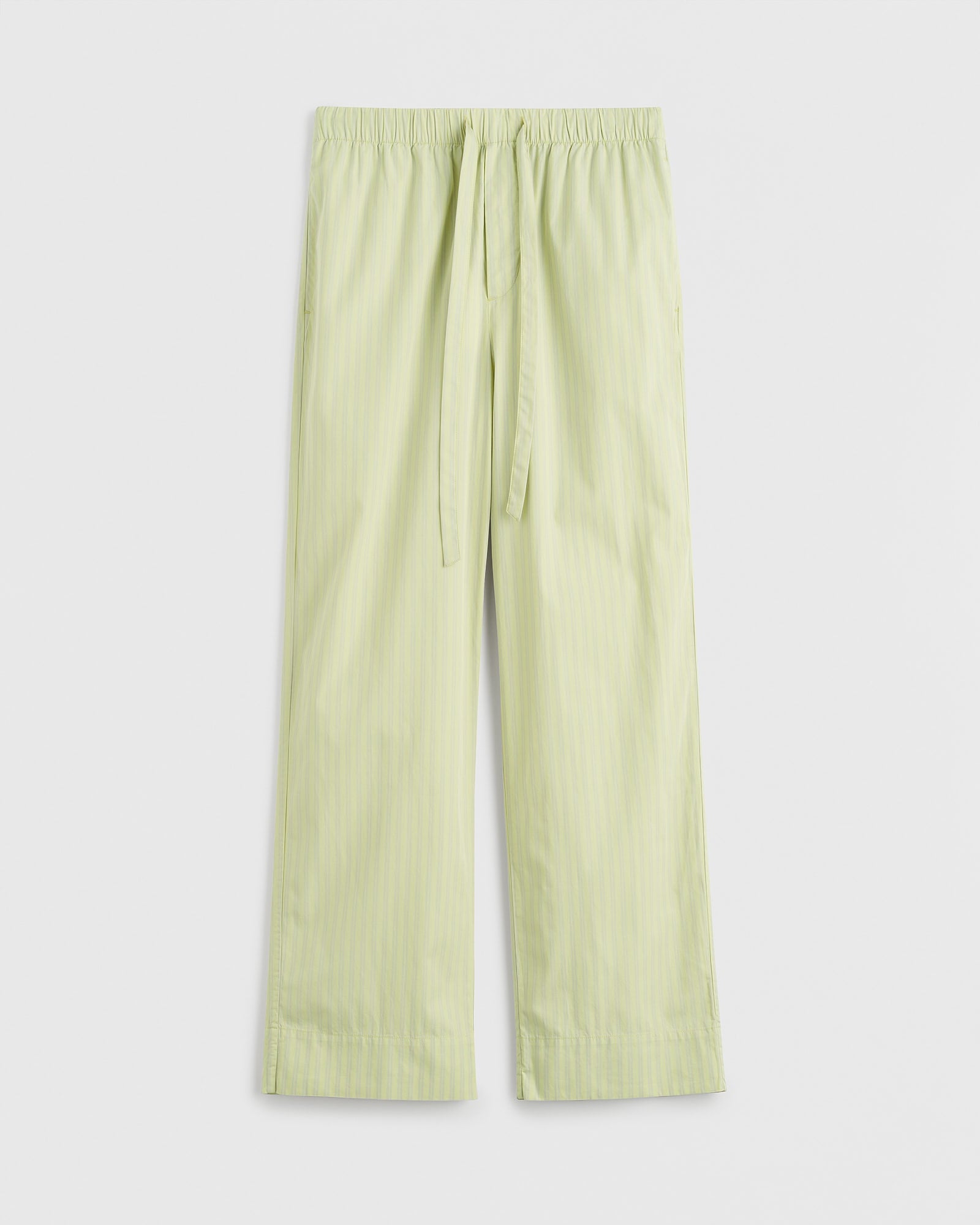 Cotton Poplin Pyjamas Pant in Light Moss Stripes