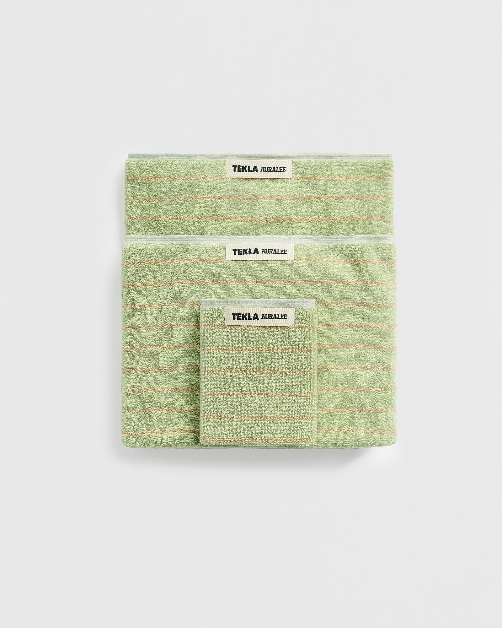 Terry Bath Towel in Light Moss Stripes