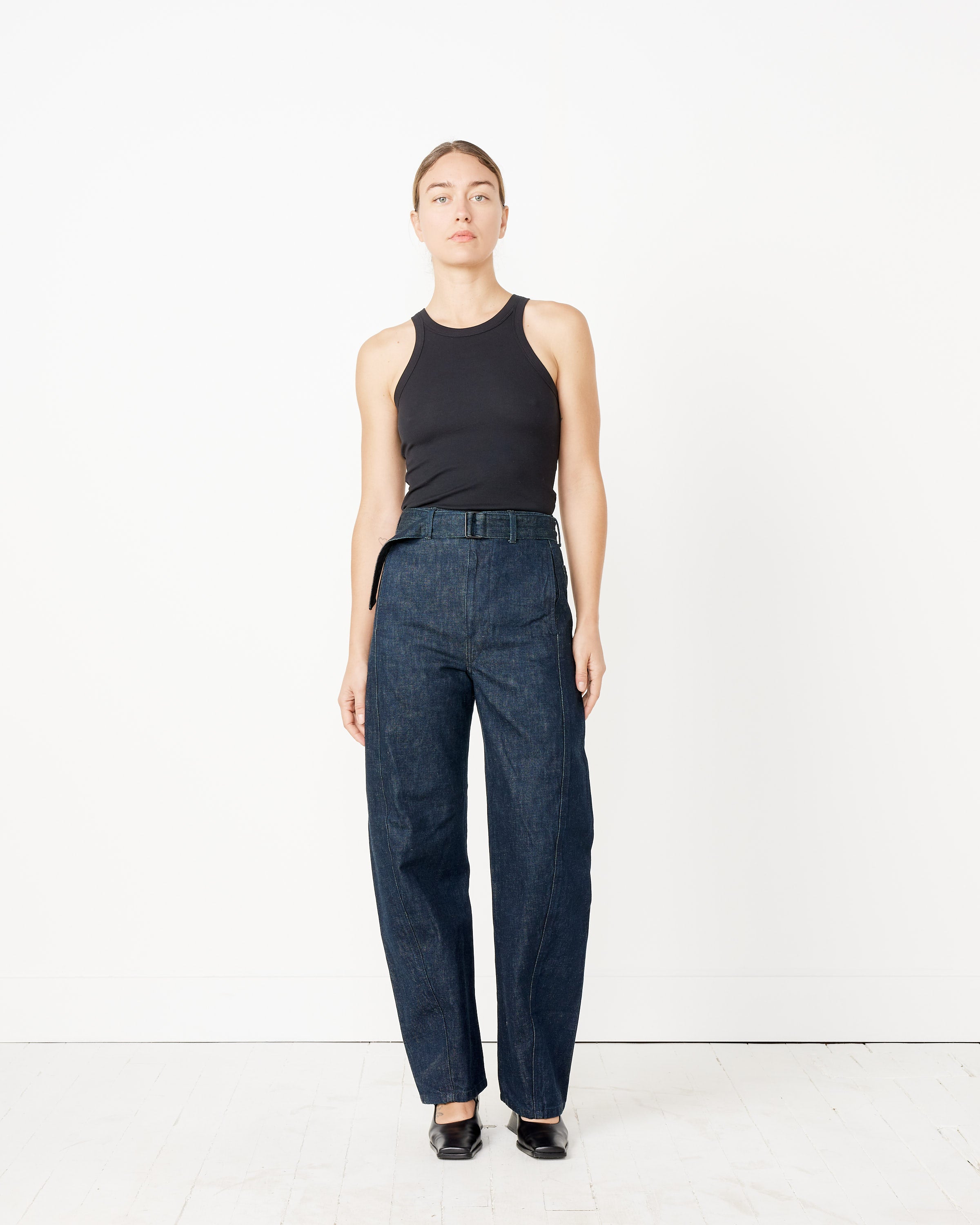 Twisted Belted Pant in Denim Indigo