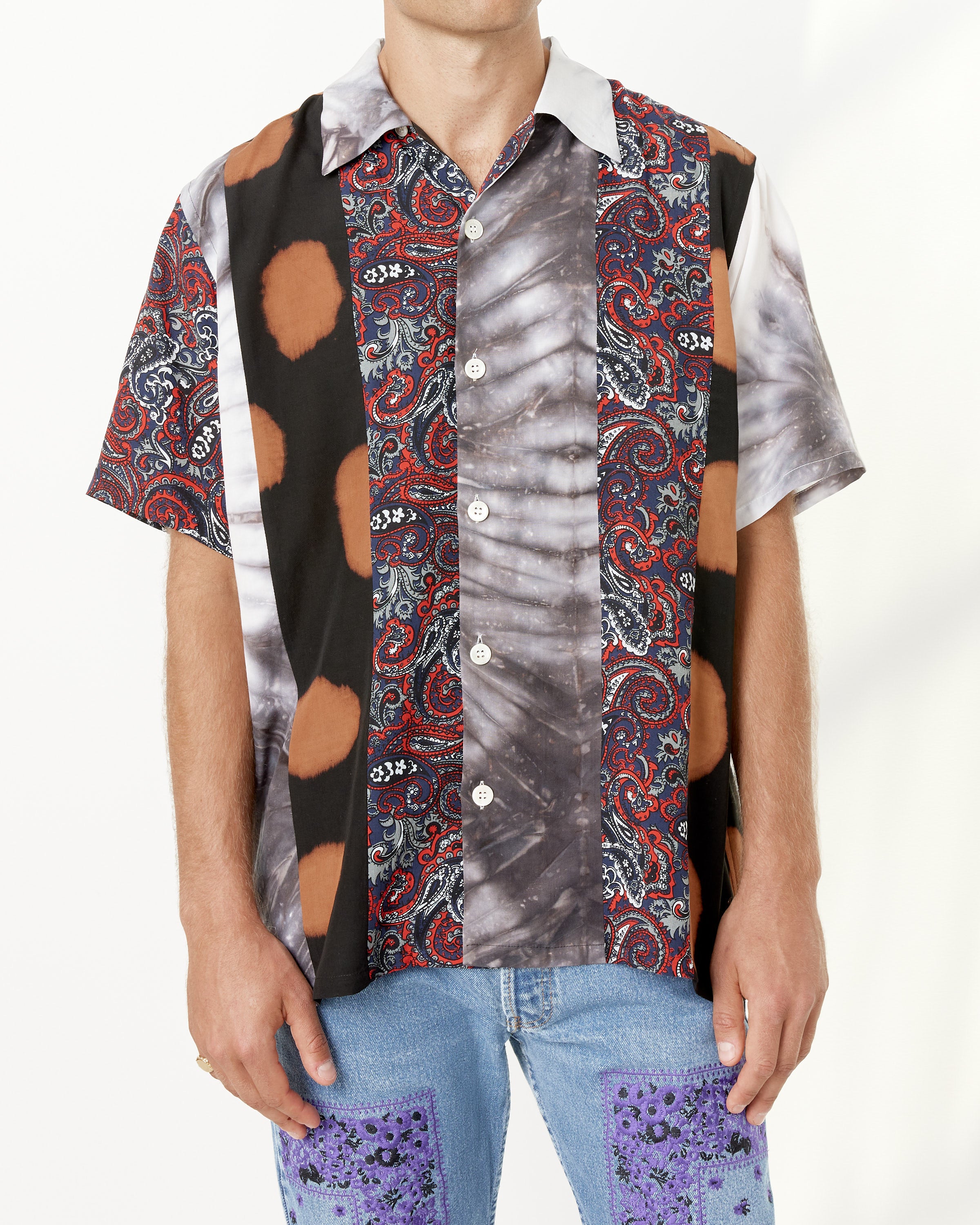 Print & Dye Patchwork SS Shirt